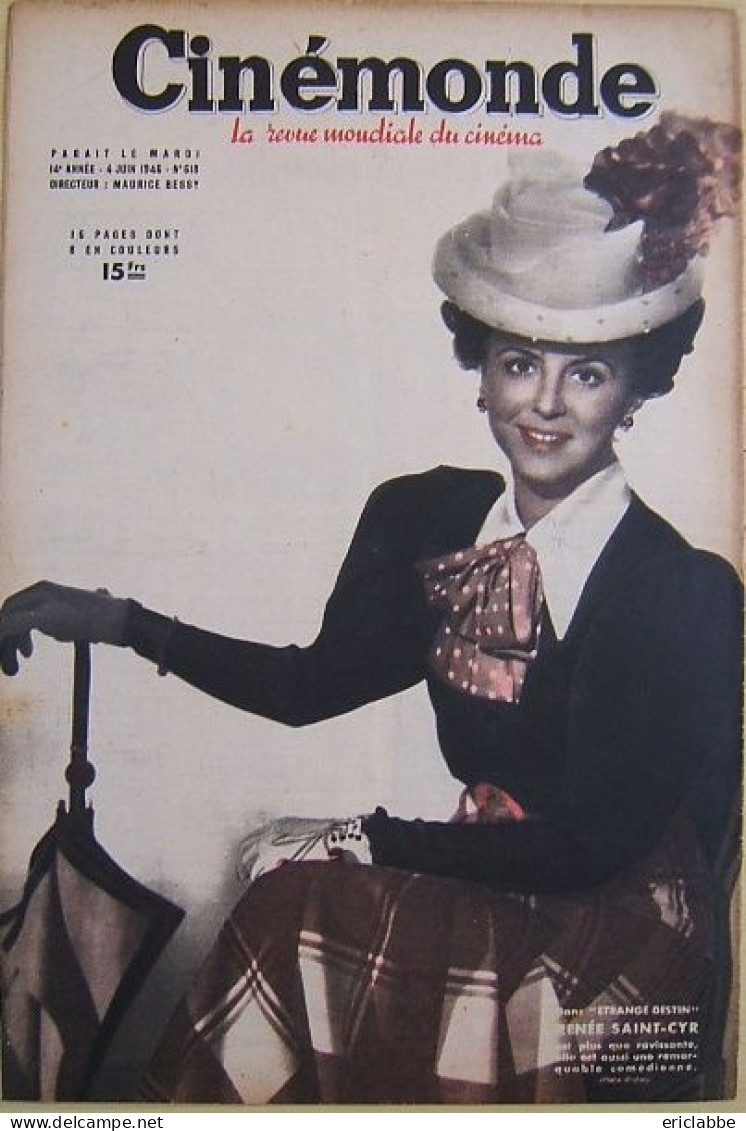 Cinémonde 1946 N°618 Jeanne Crain - Renée Saint-Cyr - Film/ Televisie
