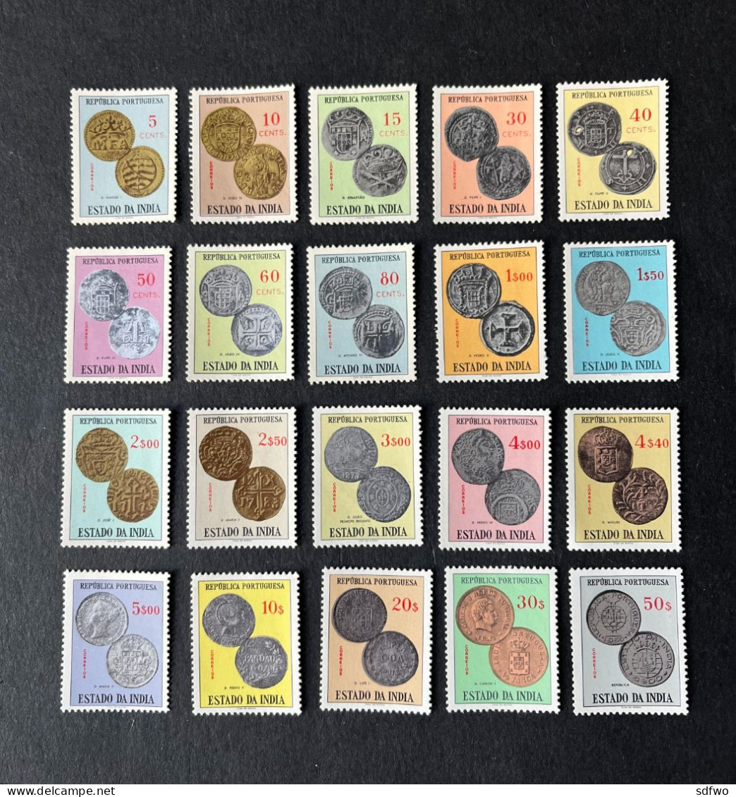 (T3) Portuguese India - 1959 Coins Complete Set - Af. 505 To 524 - MH - Portugees-Indië