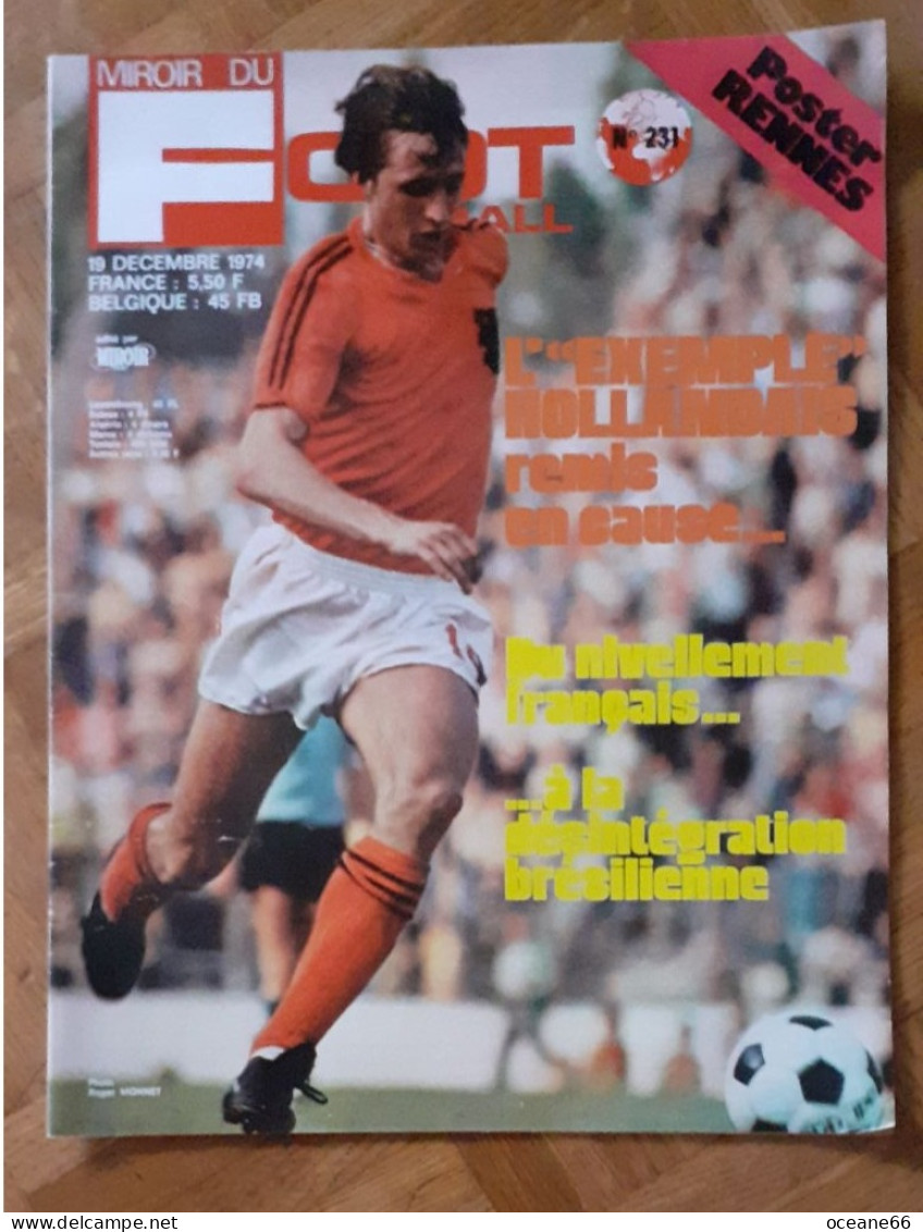 Miroir Du Football 231 Johan Cruyff Poster Stade Rennais 1974 - Sport