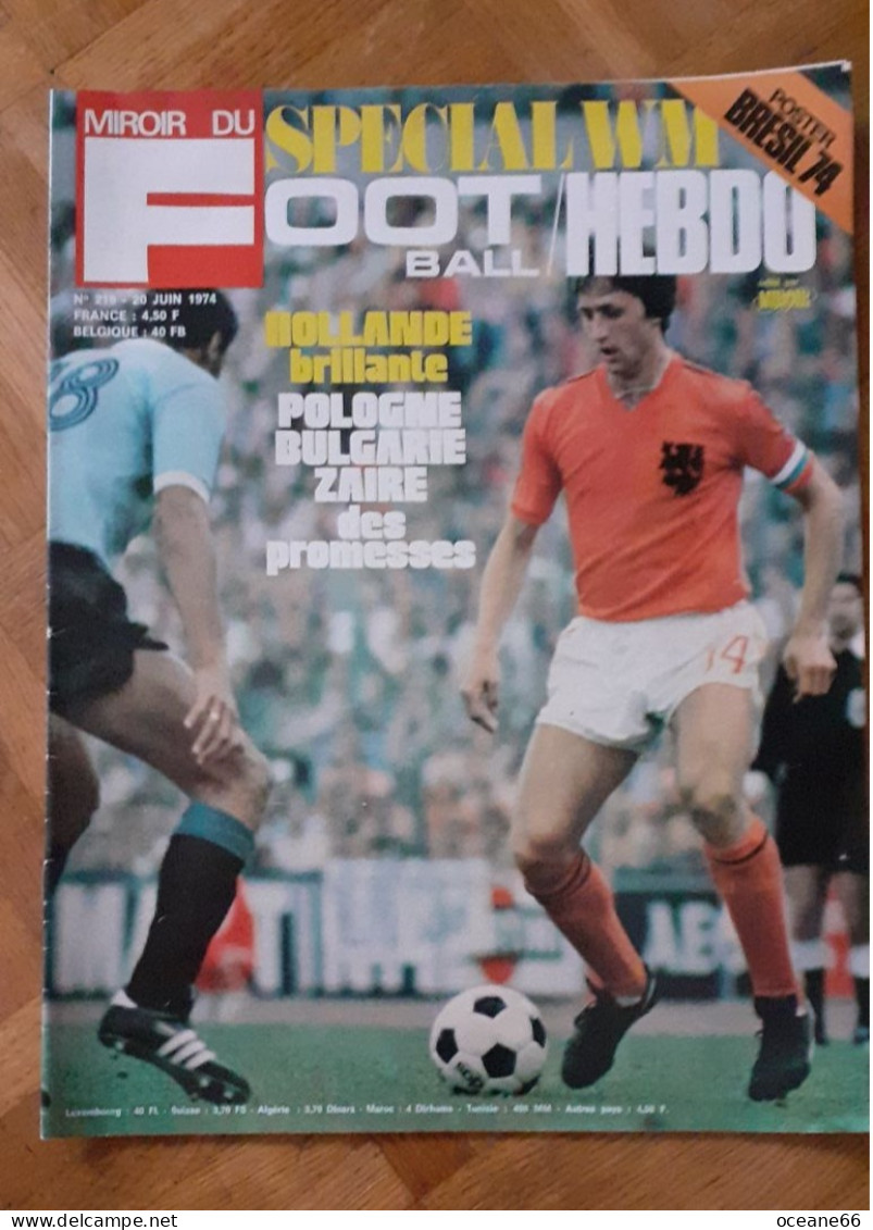 Miroir Du Football 219 Special WM Poster Brésil 1974 - Sport