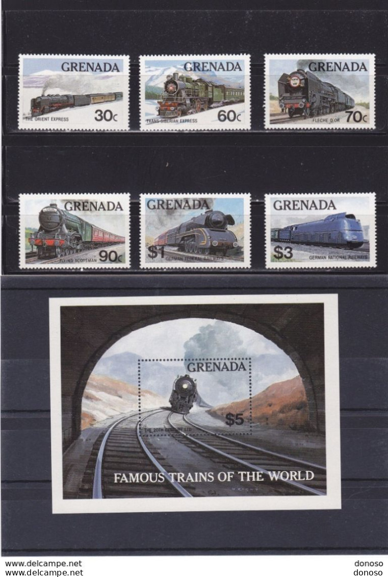 GRENADE 1982 TRAINS Yvert 1055-1060 + BF  106 , Michel 1153-1158 + Bl 105 NEUF** MNH Cote Yv: 21 Euros - Grenade (1974-...)