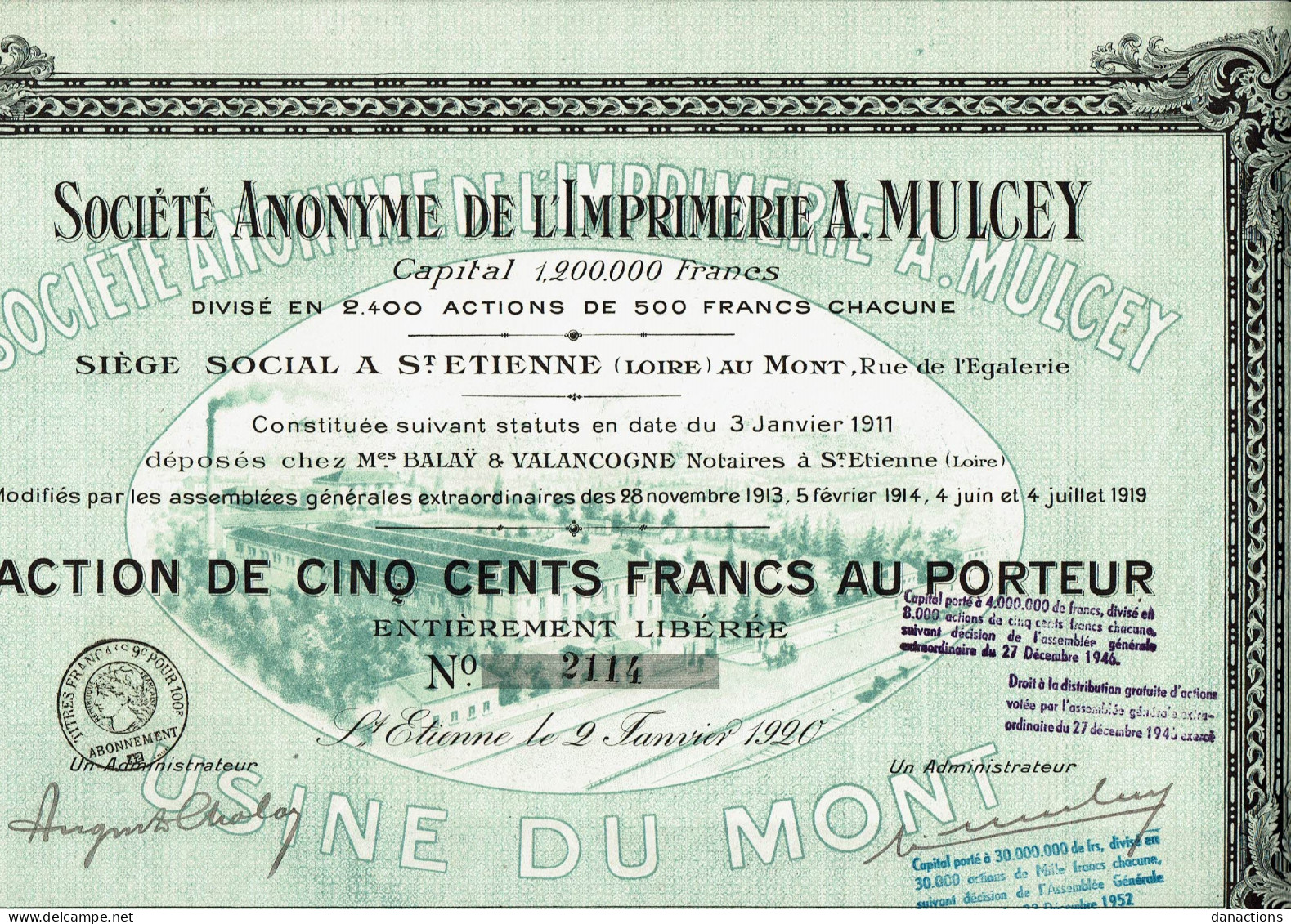 42-IMPRIMERIE A. MULCEY. SA DES L'...   ST ETIENNE AU MONT   1920 - Other & Unclassified