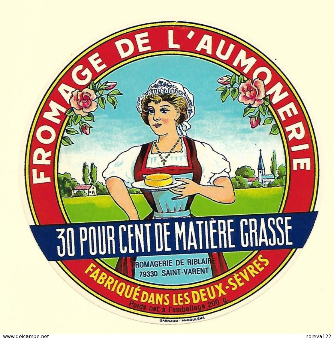 Etiqu. FROMAGERIE De RIBLAIRE St Varent L'AUMONERIE D.S. - Fromage