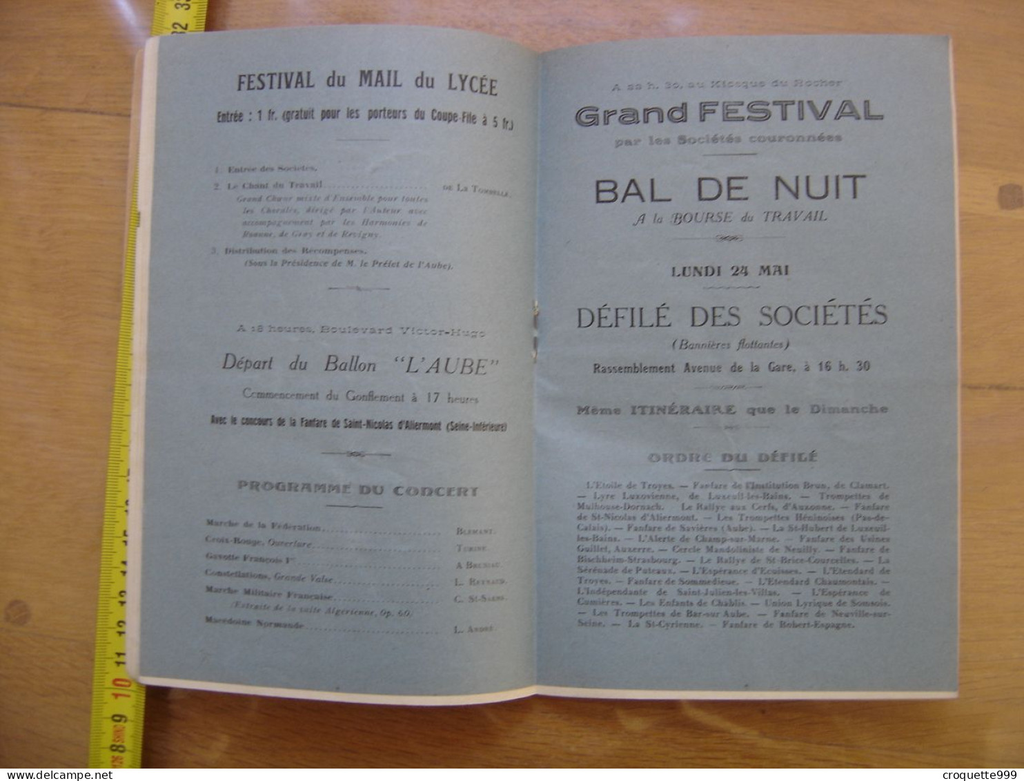 1926 PROGRAMME OFFICIEL Grand Concours International de Musique Ville de Troyes