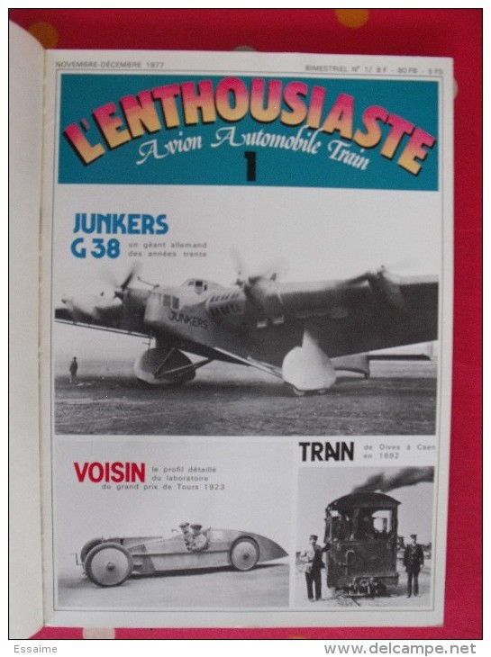 3 Revues L'enthousiaste. Avion Automobile Train. Album N° 1, Revues N° 1 à 3. 1977-1978 - Auto