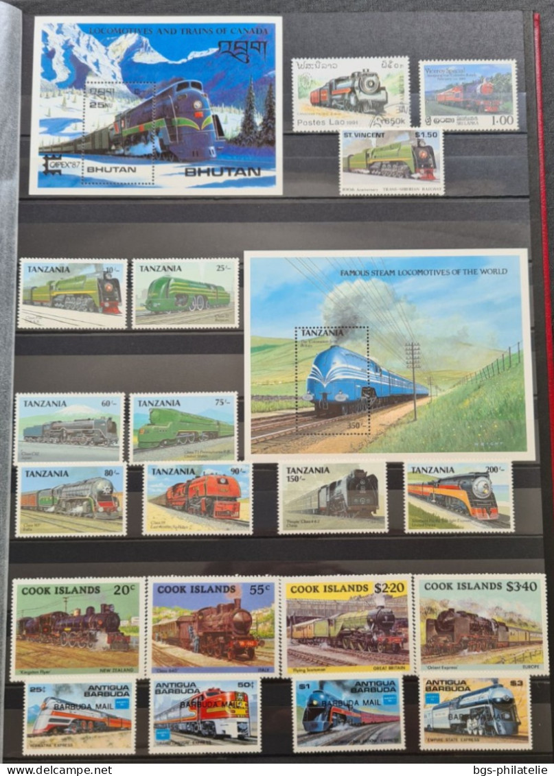 Collection de timbres sur le thème des Trains .