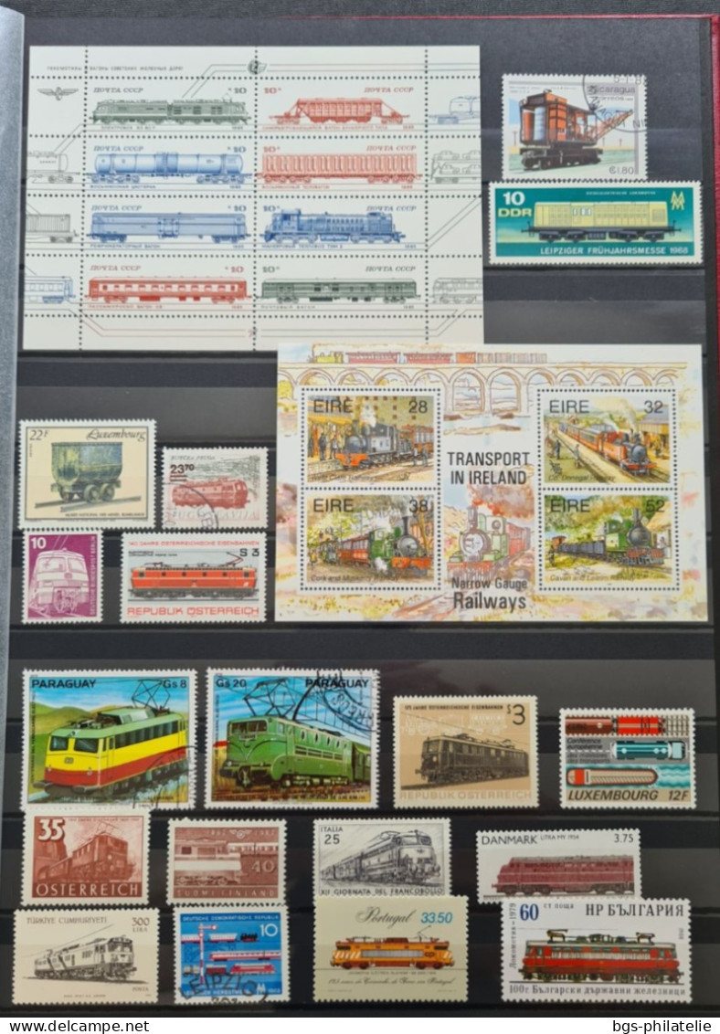 Collection de timbres sur le thème des Trains .