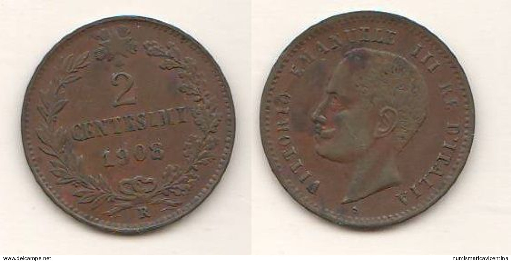 Italie 2 Centesimi Cents 1908 Italy Italia Regno Roma Mint Copper Coin - 1878-1900 : Umberto I.