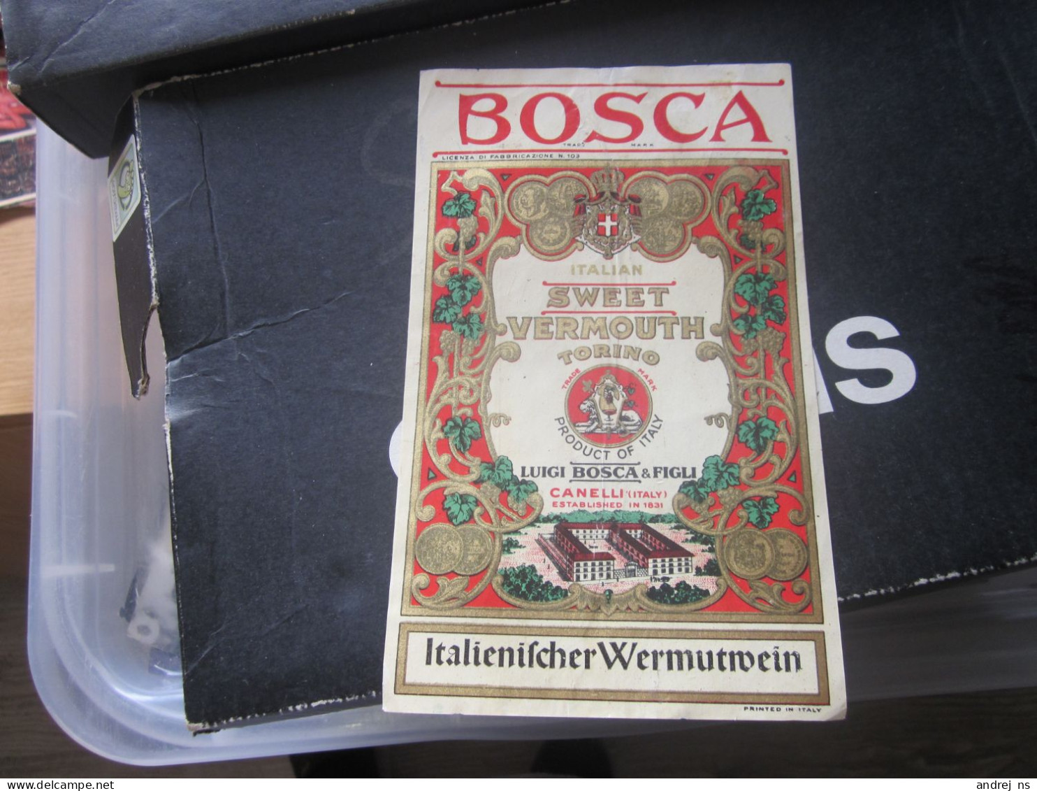 Bosca Italian Sweet Vermouth Torino Luigi Bosca Figli Canelli Italy - Andere & Zonder Classificatie