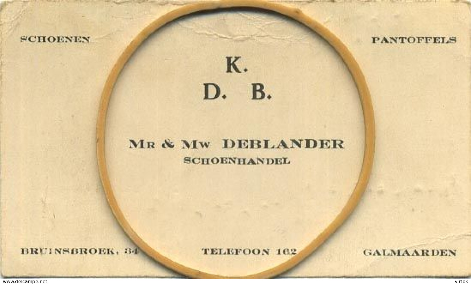 GALMAARDEN  :        Schoenhandel :  Deblander   -- Pantoffels - Visiting Cards