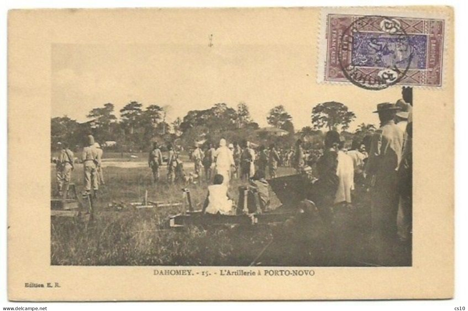 AOF Dahomey France Era - Artillerie A Porto Novo - B/w Pcard 3jan1922 Avec C.5 Serie Coloniale - Covers & Documents