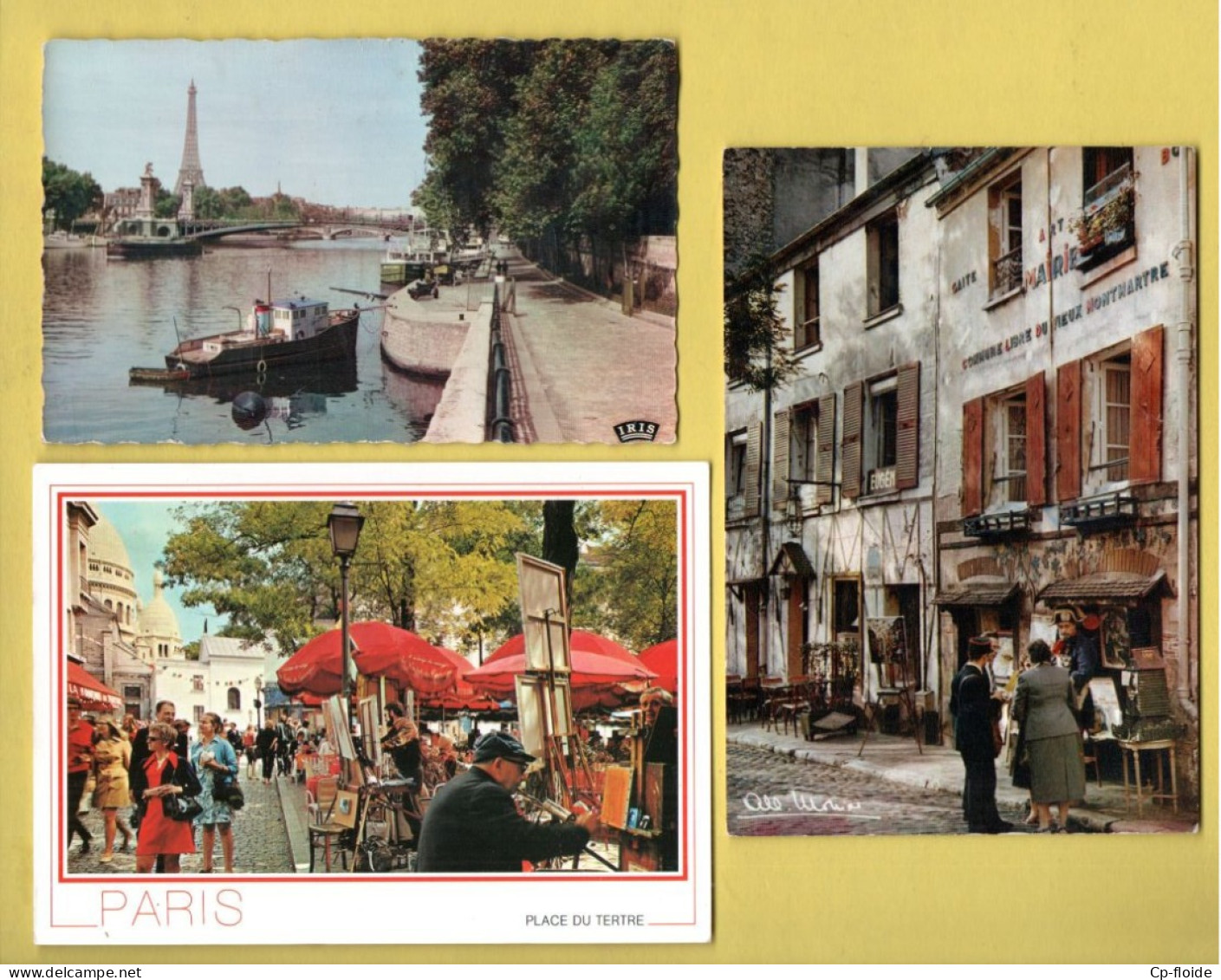 75 - PARIS . " PLACE DU TERTRE ", " LES QUAIS DE LA SEINE " & " LE TERTRE À MONTMARTRE " . 3 CPM - Réf. N°38865 - - Konvolute, Lots, Sammlungen