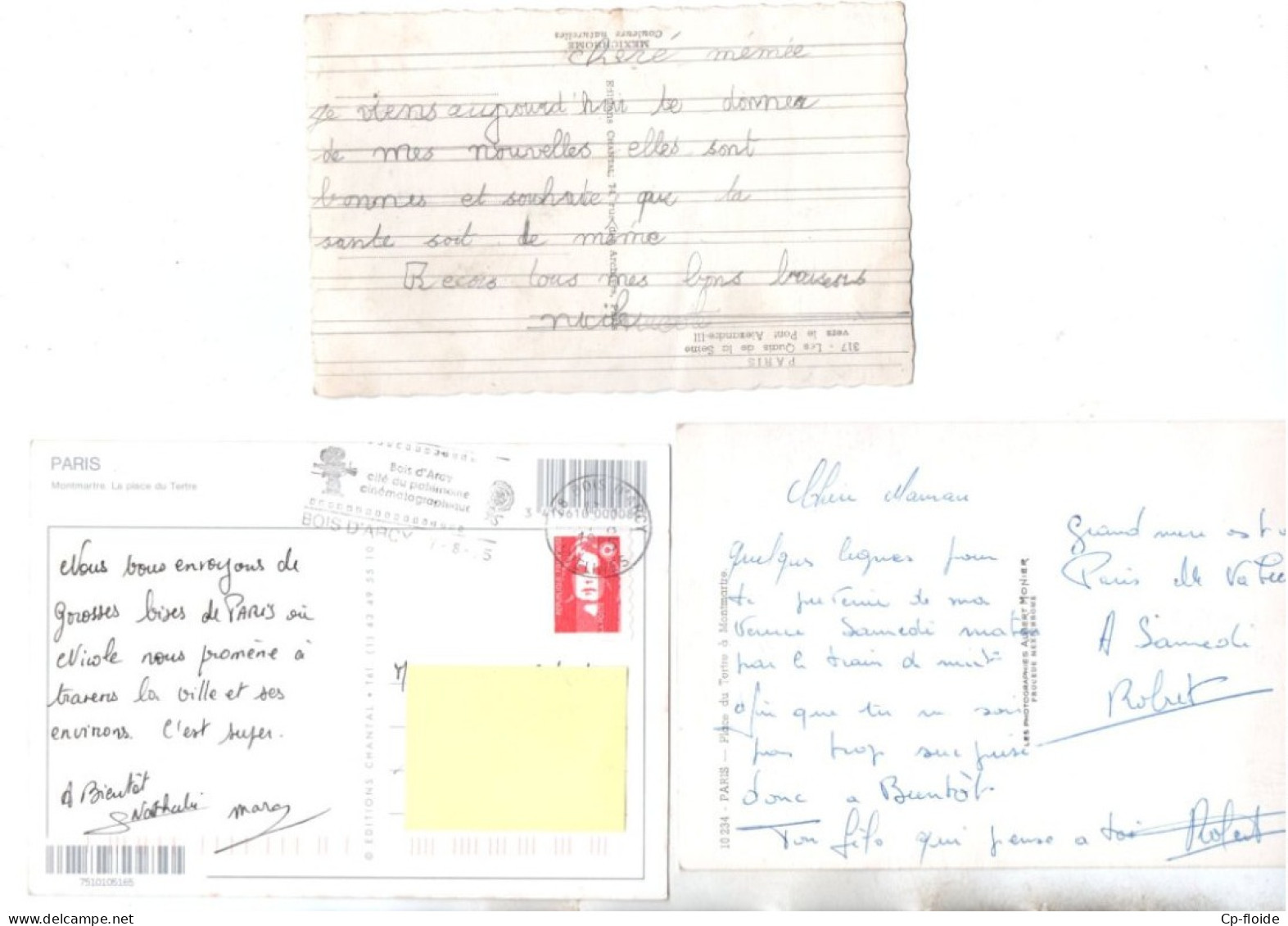 75 - PARIS . " PLACE DU TERTRE ", " LES QUAIS DE LA SEINE " & " LE TERTRE À MONTMARTRE " . 3 CPM - Réf. N°38865 - - Sets And Collections