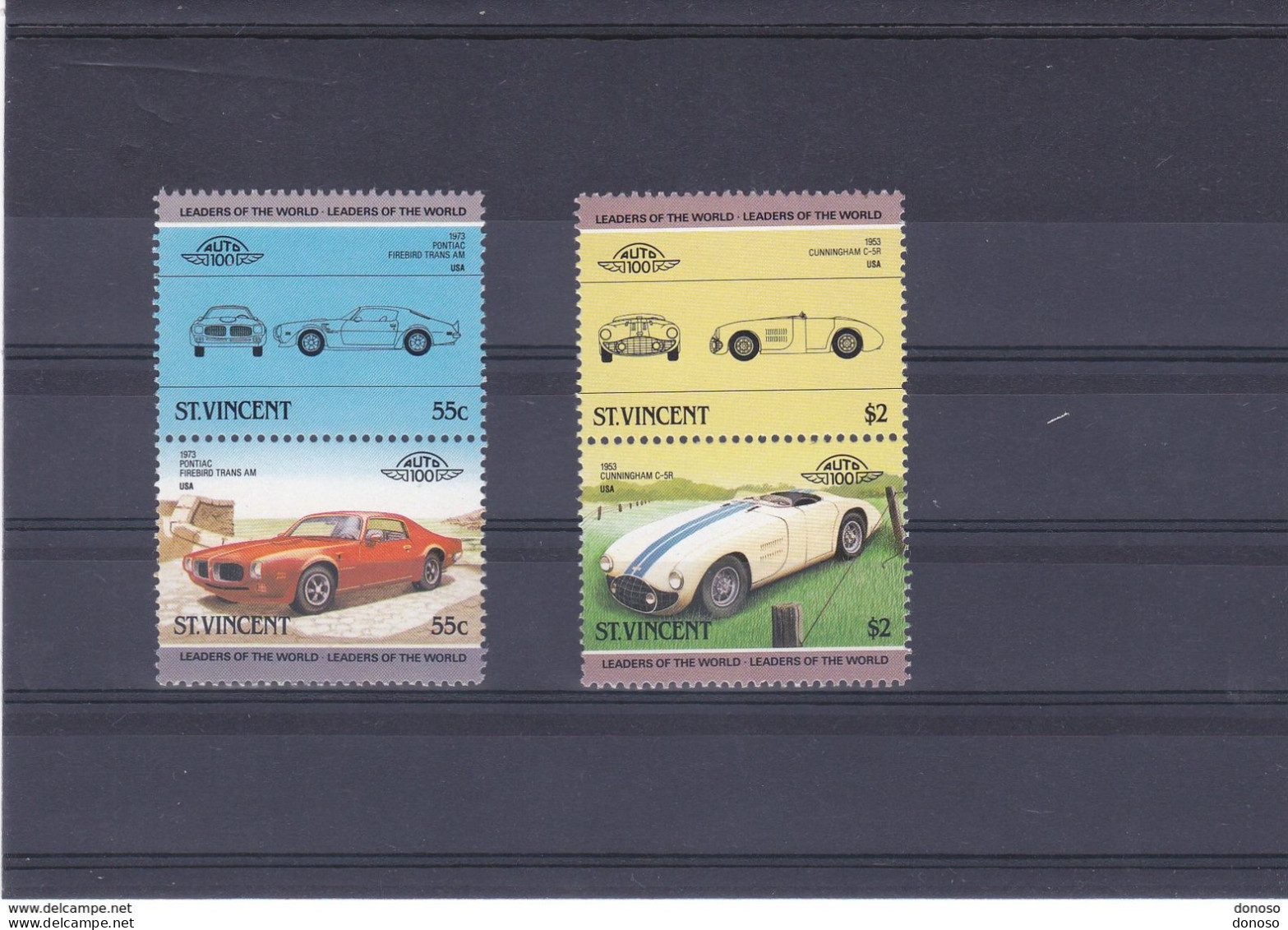 SAINT VINCENT 1985 Voitures III, Pontiac, Cunningham  Yvert 822-825 NEUF** MNH Cote : 4,20 Euros - St.Vincent (1979-...)