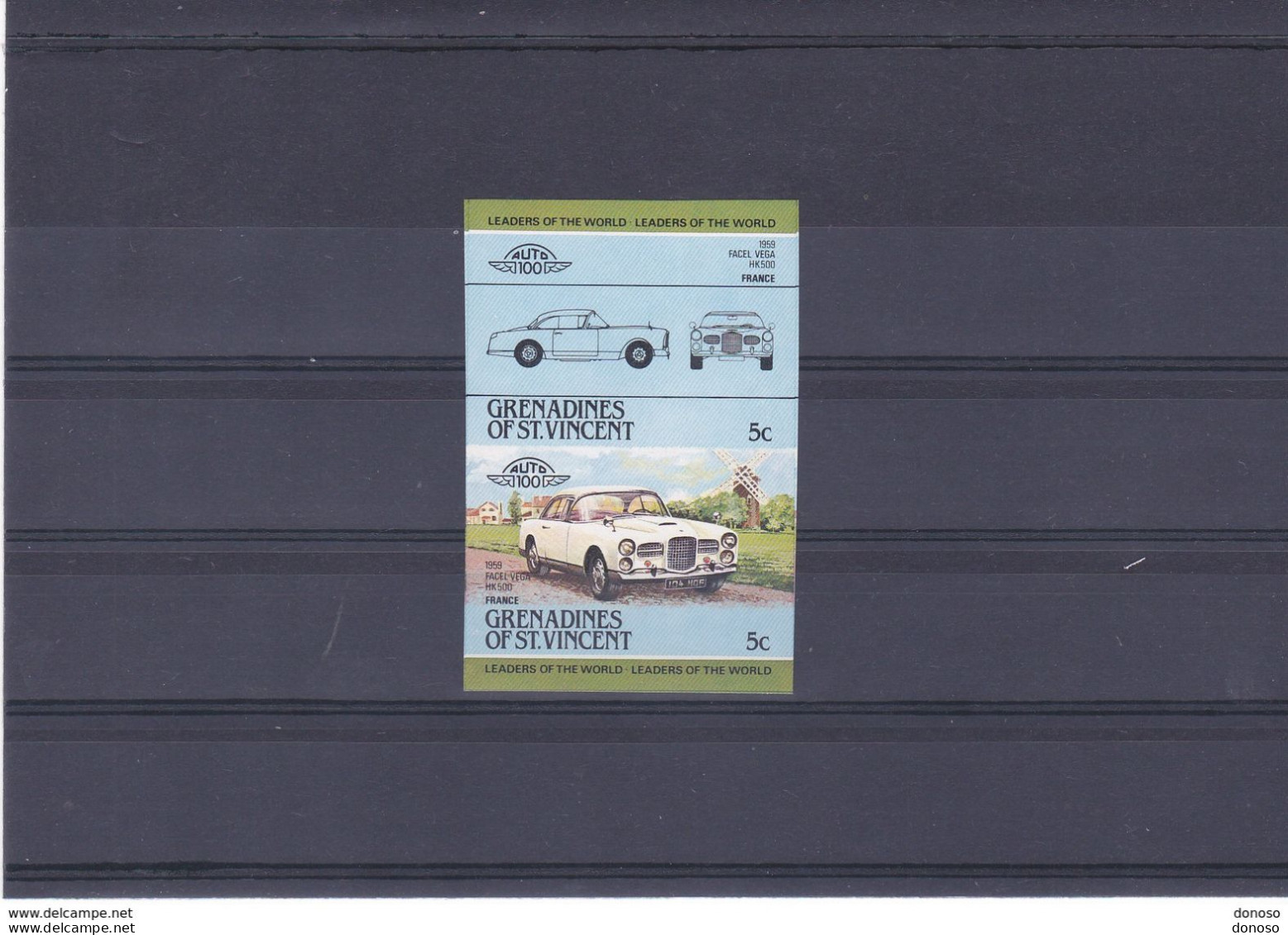 SAINT VINCENT & GRENADINES 1984 VOITURES I , FACEL VEGA Yvert 355-356 Non Dentelé NEUF** MNH - St.-Vincent En De Grenadines