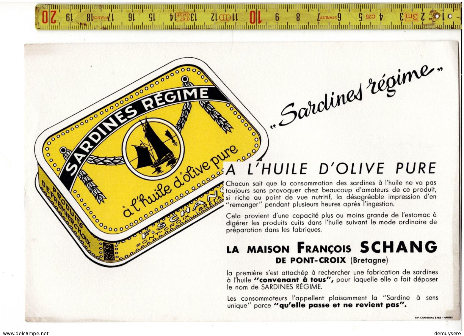 SOLDE 2002 - SARDINES REGIME - LA MAISON FRANCOIS SCHANG DE PONT CROIX BRETAGNE - Advertising