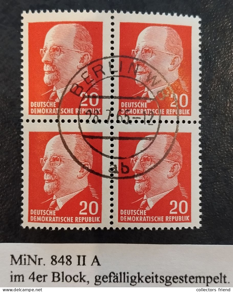 GDR DDR - Mi.-Nr. 848 - Type II - 4er-Block - Used - Oblitérés