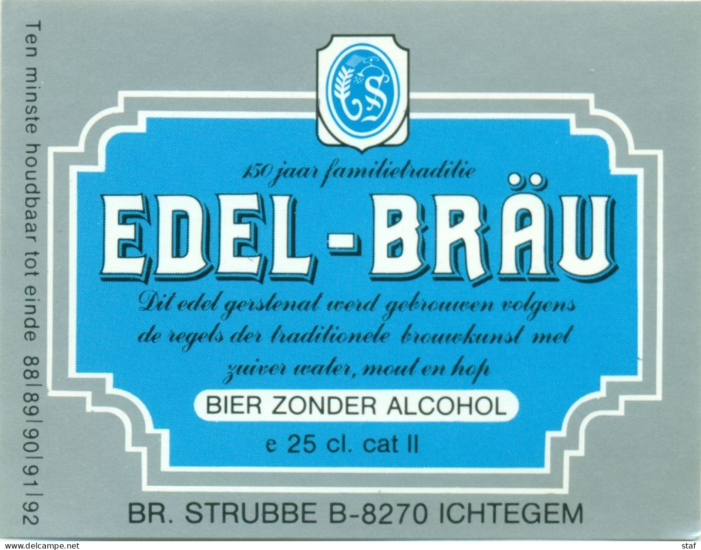Oud Etiket Bier Edel-Bräu - Brouwerij / Brasserie Strubbe Te Ichtegem - Bière