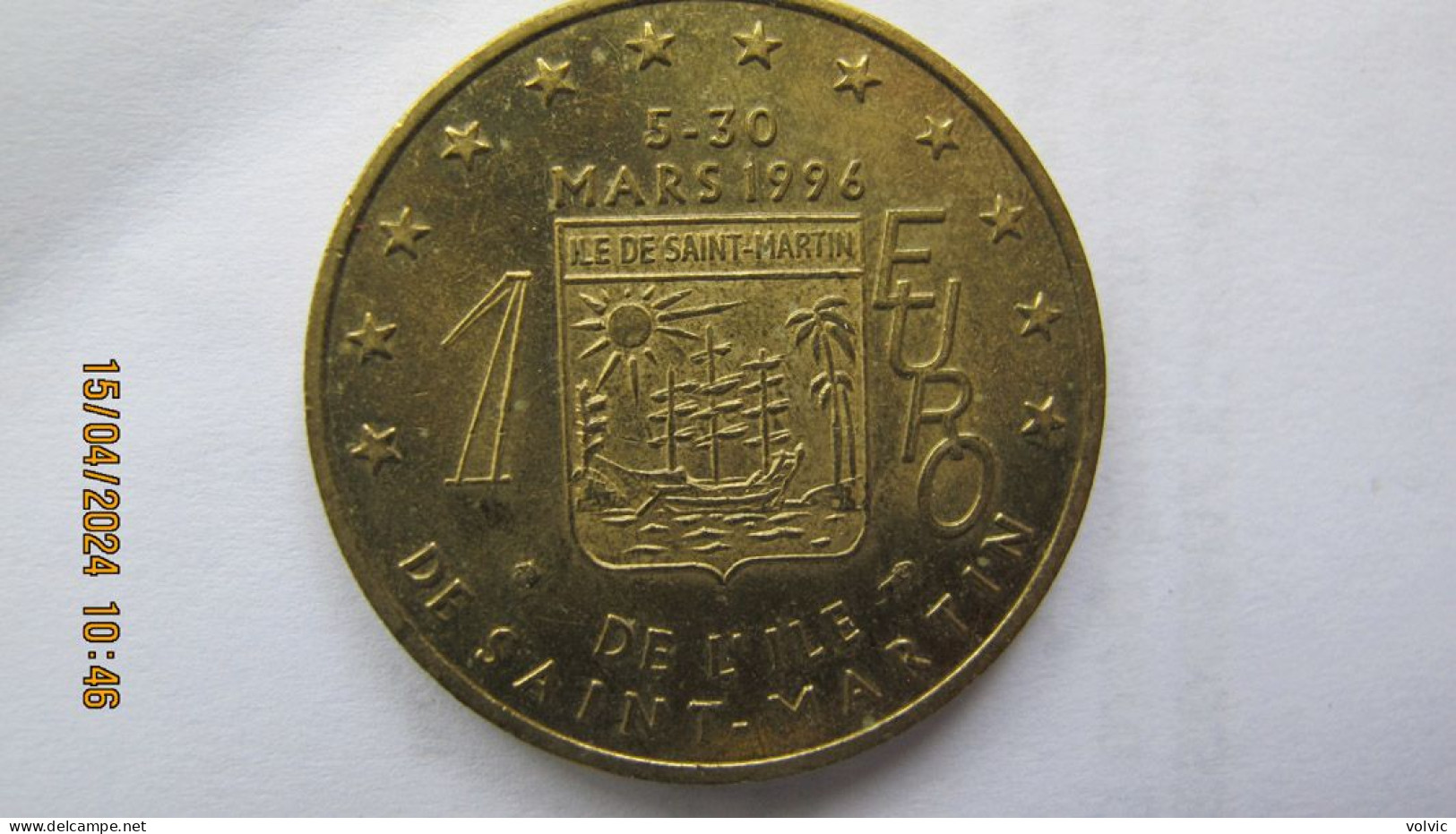 1 EURO - ILE  SAINT-MARTIN - 5 Au 30 Mars 1996 - Caraibes Françaises - Euros Des Villes