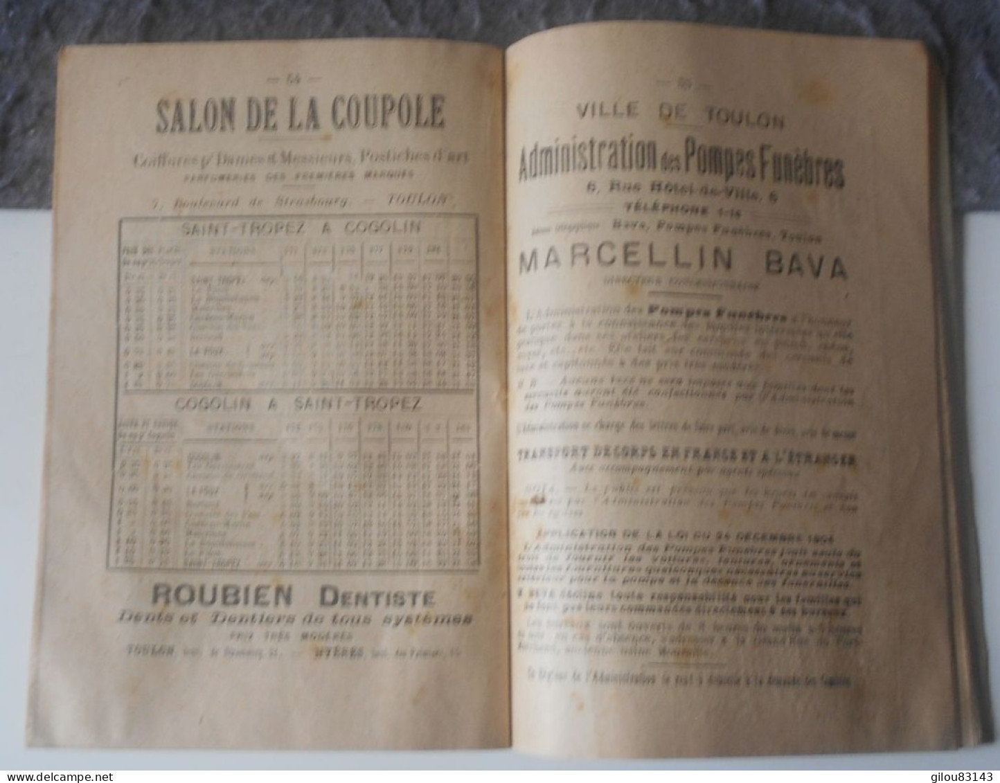 Indicateur de la Republique du Var, chemins de fer, renseignements, horaires, publicités, 1912, (80 pages).