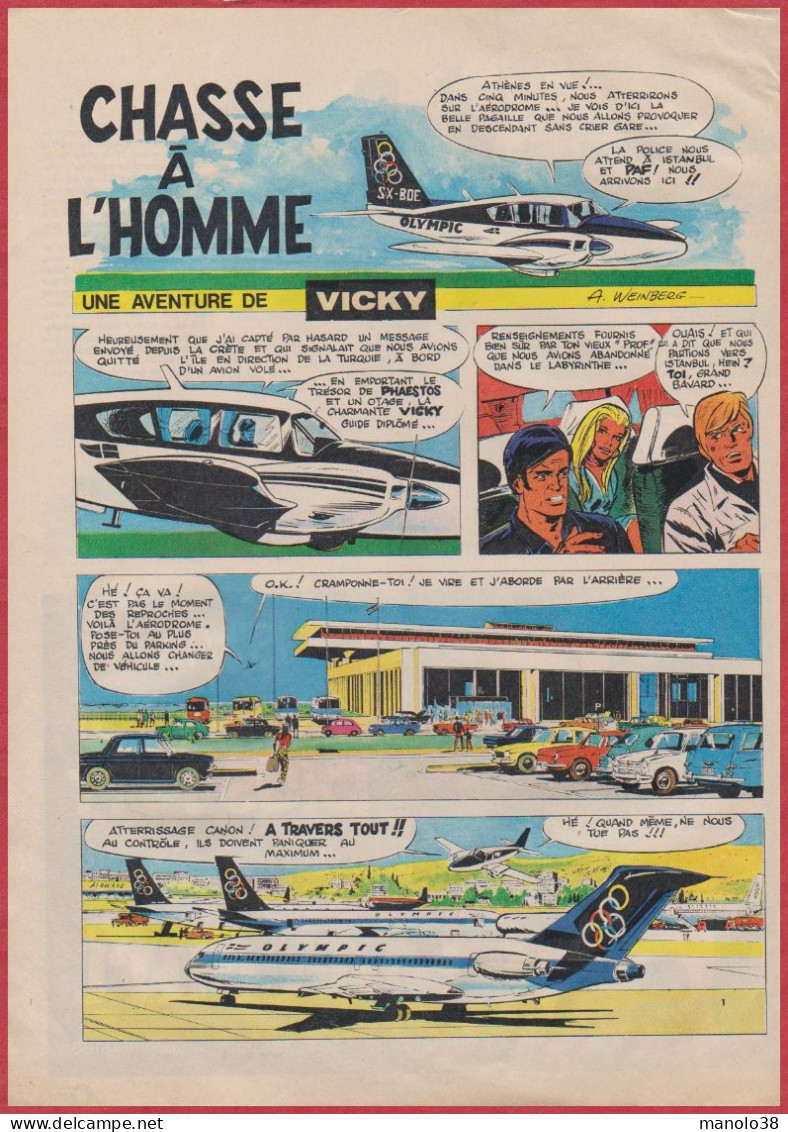 Chasse à L'homme. Une Aventure De Vicky. Bande Dessinée. BD. W Weinberg. Histoire Complète. Aéroport De Héraklion. 1970. - Sammlungen