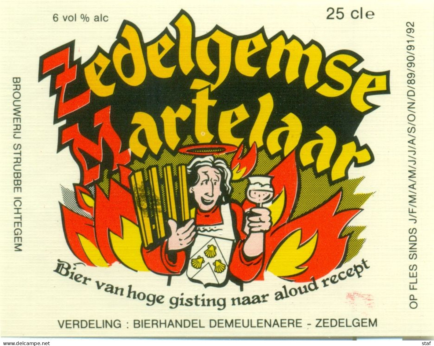 Oud Etiket Bier Zedelgemse Martelaar - Brouwerij / Brasserie Strubbe Te Ichtegem - Bière