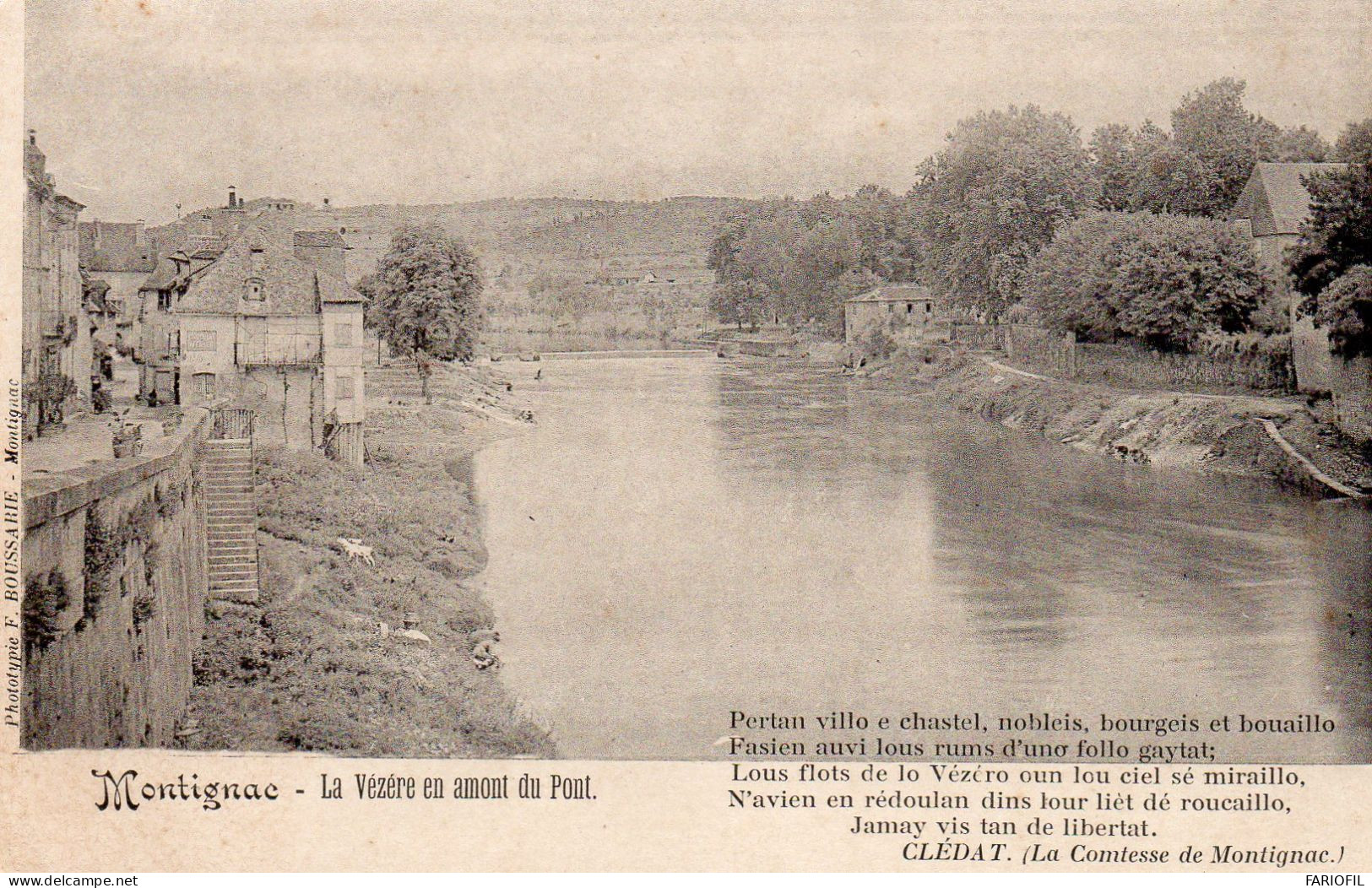 MONTIGNAC - La Vézère En Amont Du Pont . Avec Poème En Occitan . - Montignac-sur-Vézère