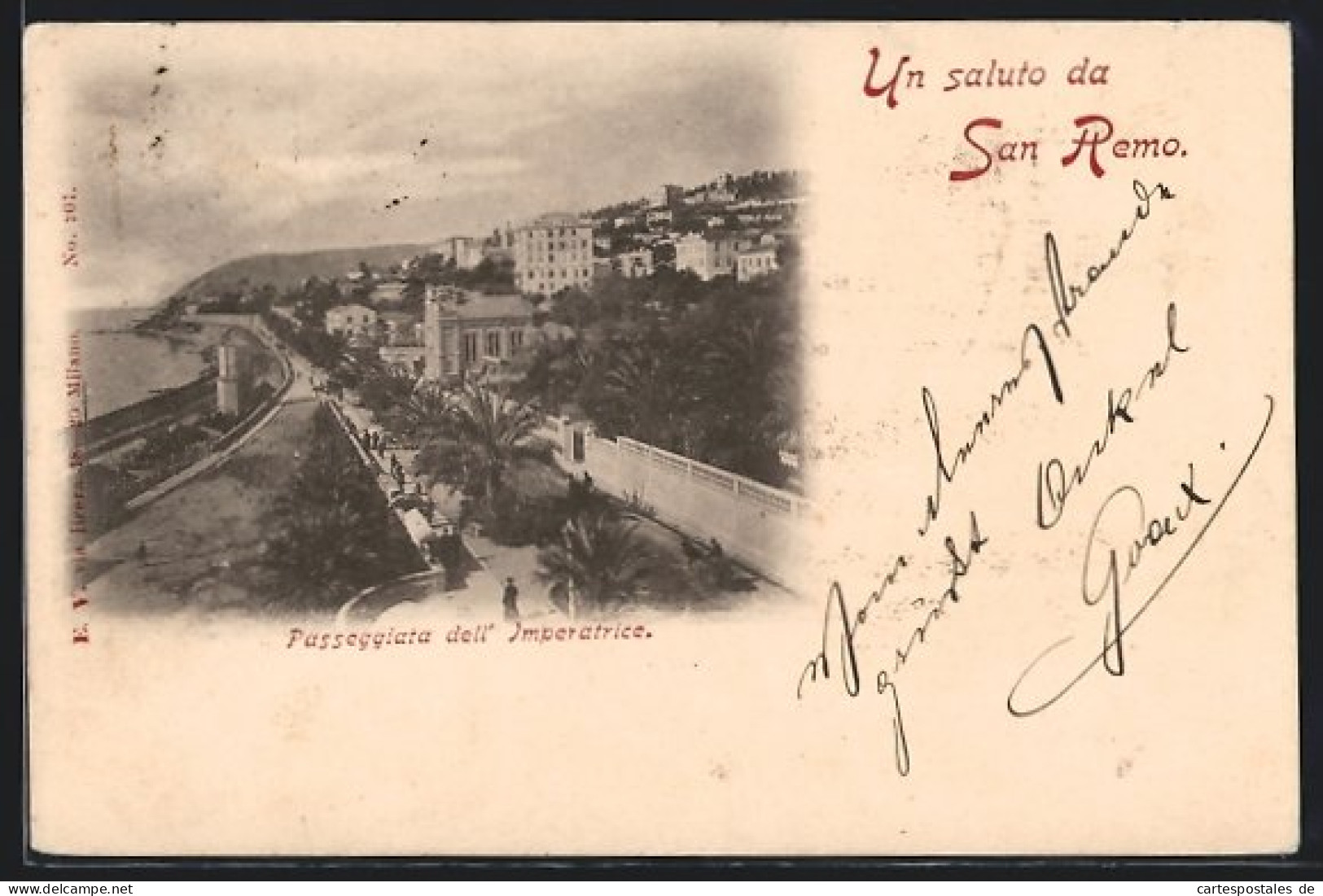 Cartolina San Remo, Passeggiata Dell` Imperatrice  - San Remo