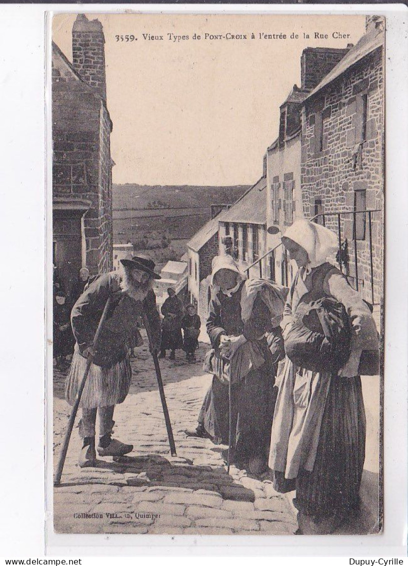 PONT-CROIX: Vieux Types à L'entrée De La Rue Cher - Très Bon état - Pont-Croix