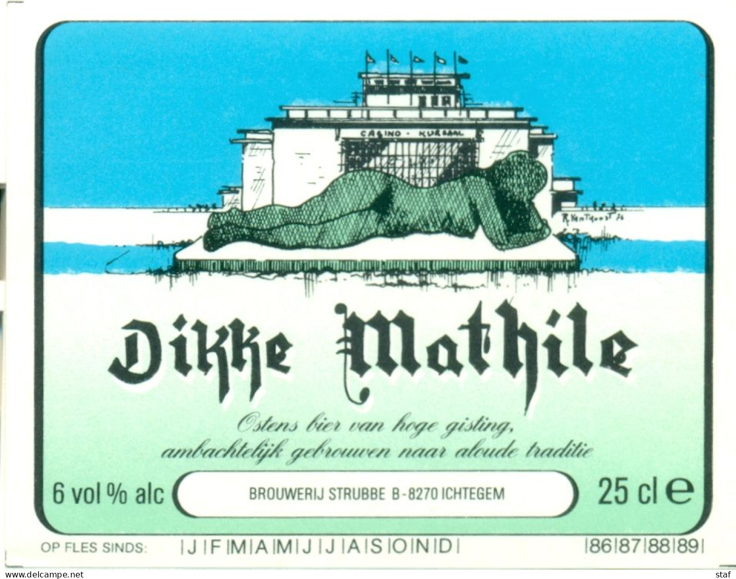 Oud Etiket Bier Dikke Mathile - Brouwerij / Brasserie Strubbe Te Ichtegem - Bière