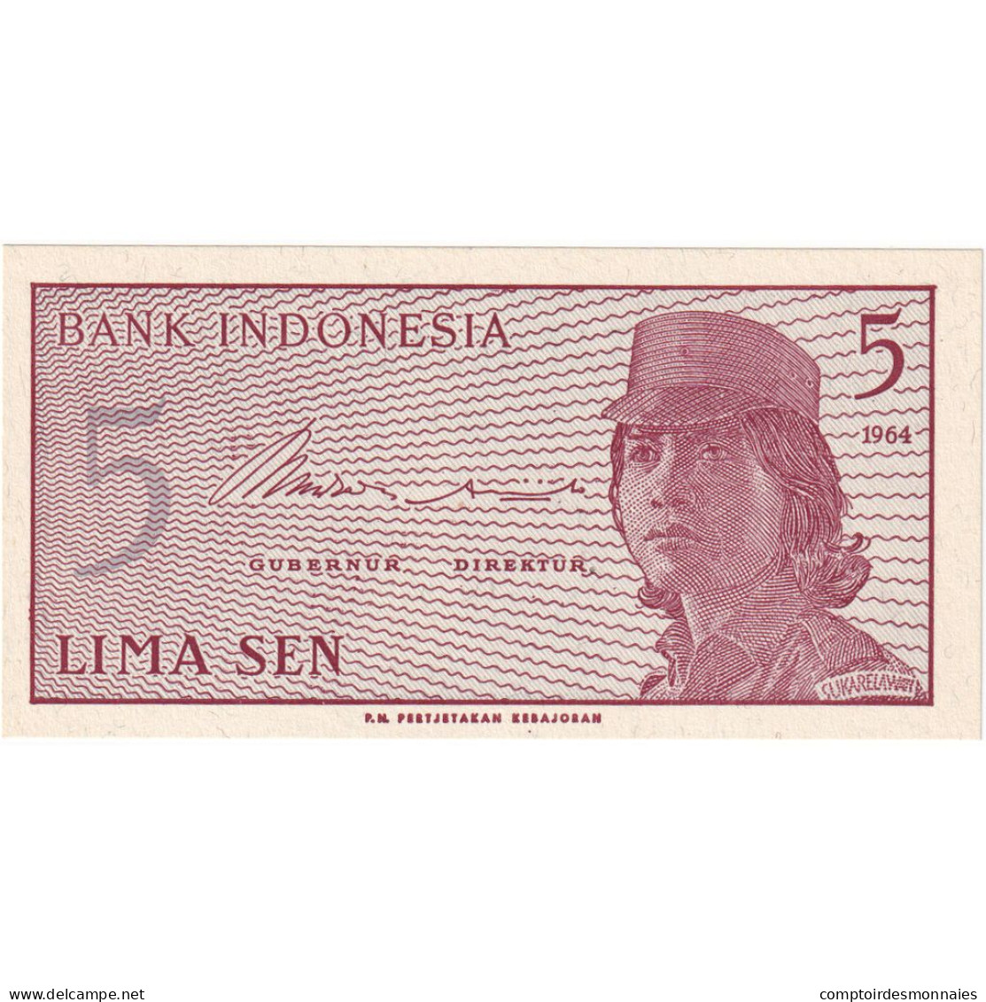 Billet, Indonésie, 5 Sen, 1964, Undated (1964), KM:91s, NEUF - Indonesië