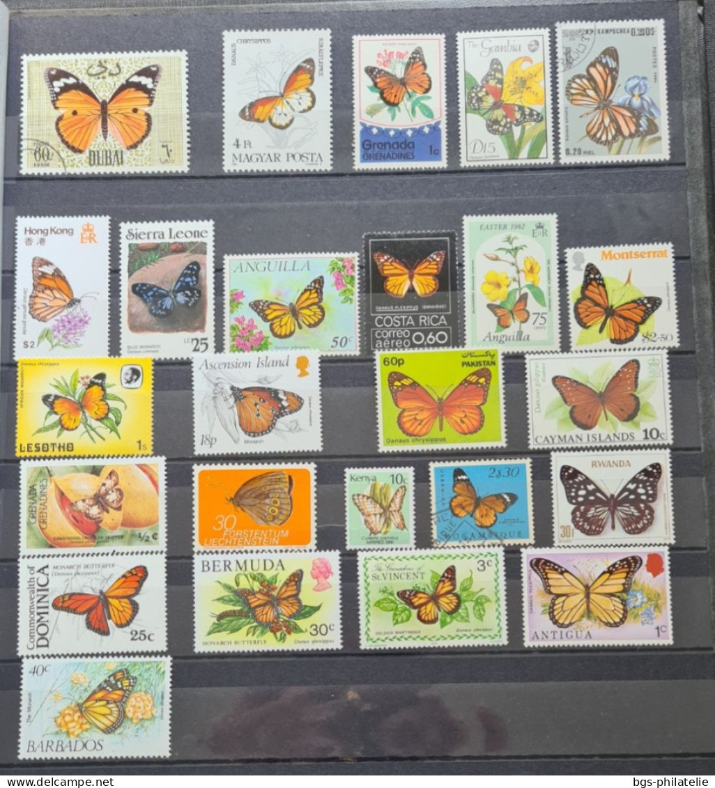 Collection De Timbres Sur Le Thème Des Papillons. - Collections (sans Albums)