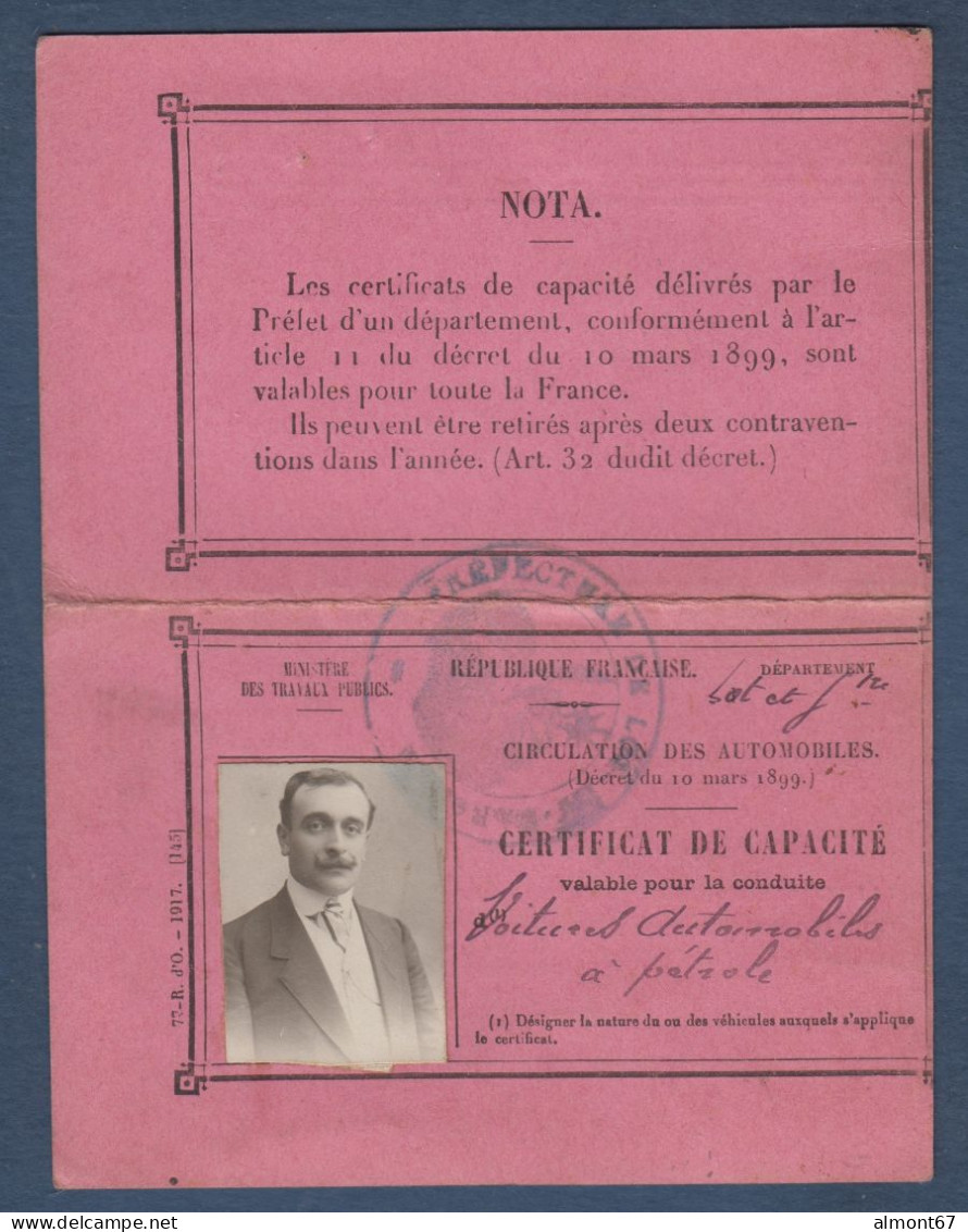 Certificat De Capacité Pour Conduite Voitures Automobiles à Pétrole - Ohne Zuordnung