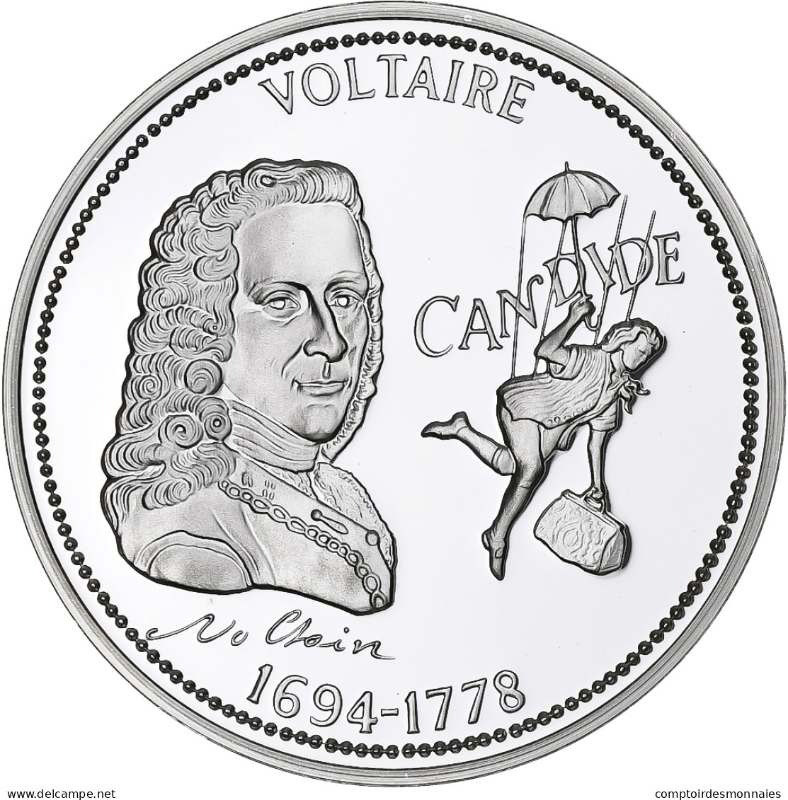 France, Médaille, Voltaire, Candide, Argent, FDC - Otros & Sin Clasificación