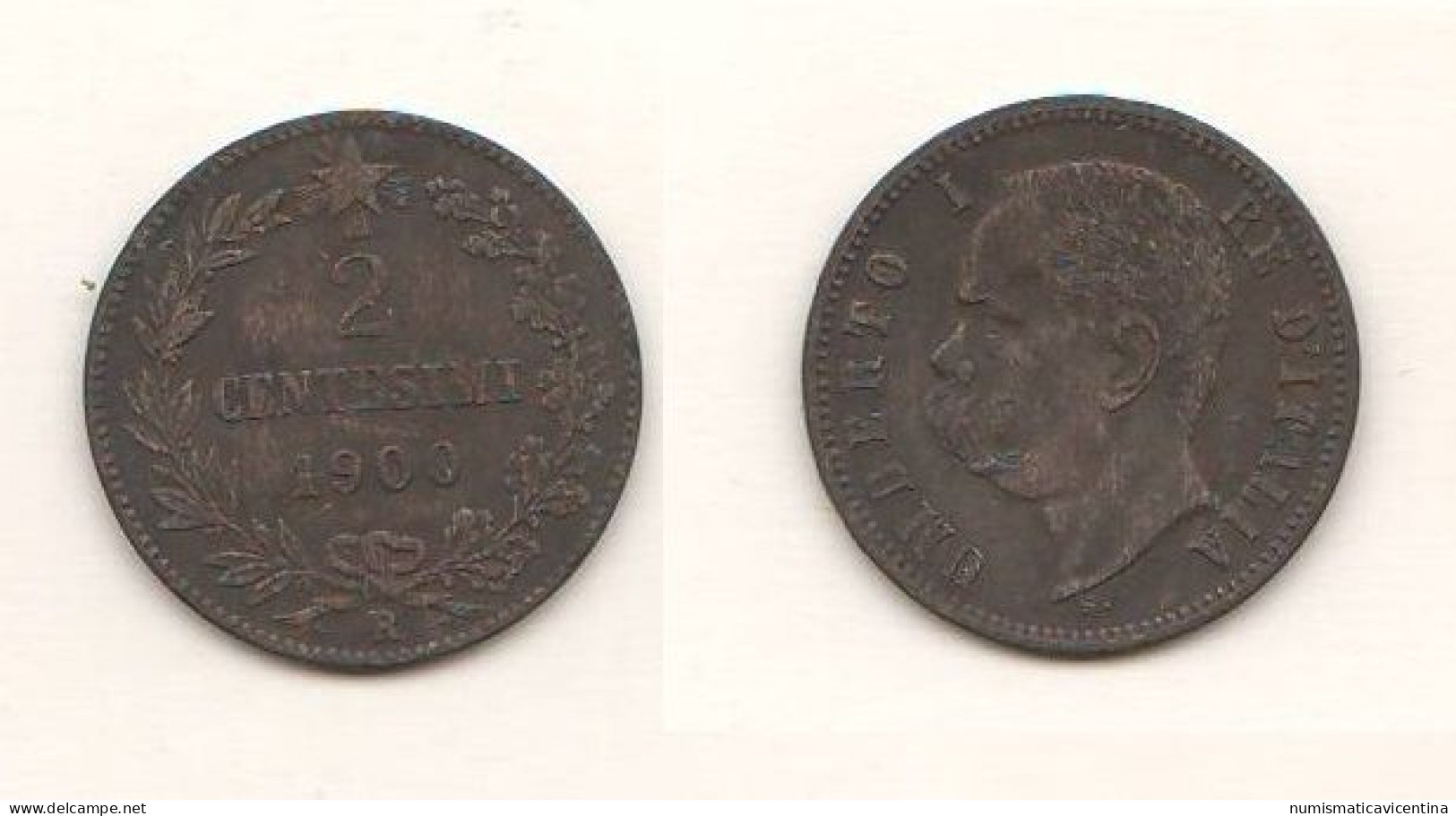 Italie 2 Centesimi Cents 1900 Italy Italia Regno Roma Mint Copper Coin - 1878-1900 : Umberto I.