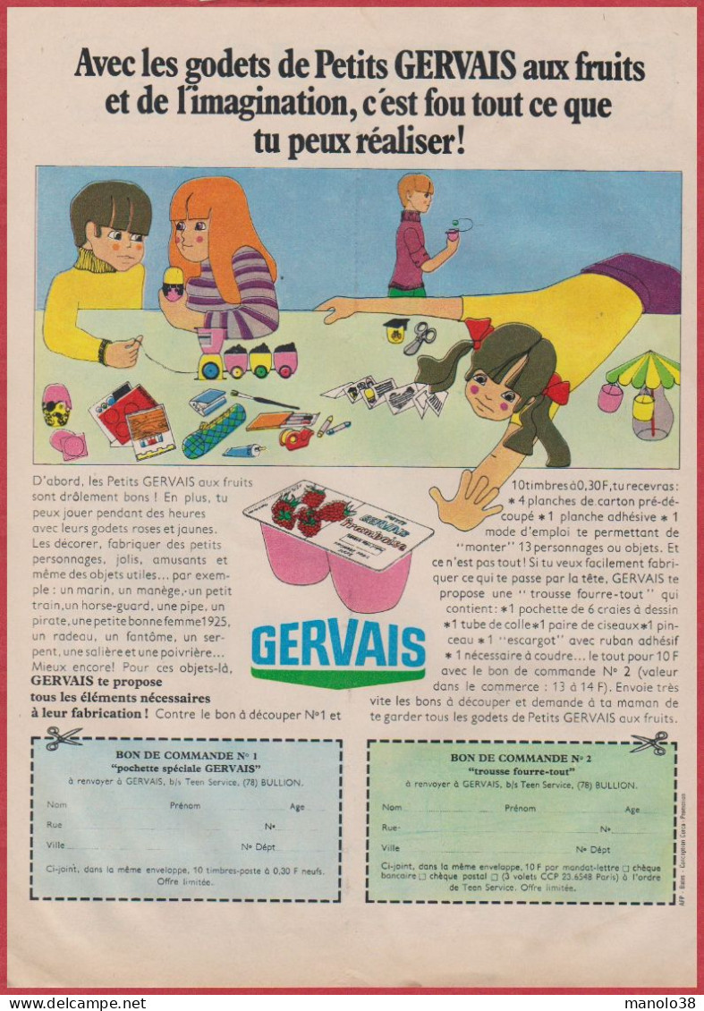 Petit Gervais. Yaourt. Visuel: Enfants Réalisant Des Objets Grâce Aux Petits Gobelets. 1970. - Advertising