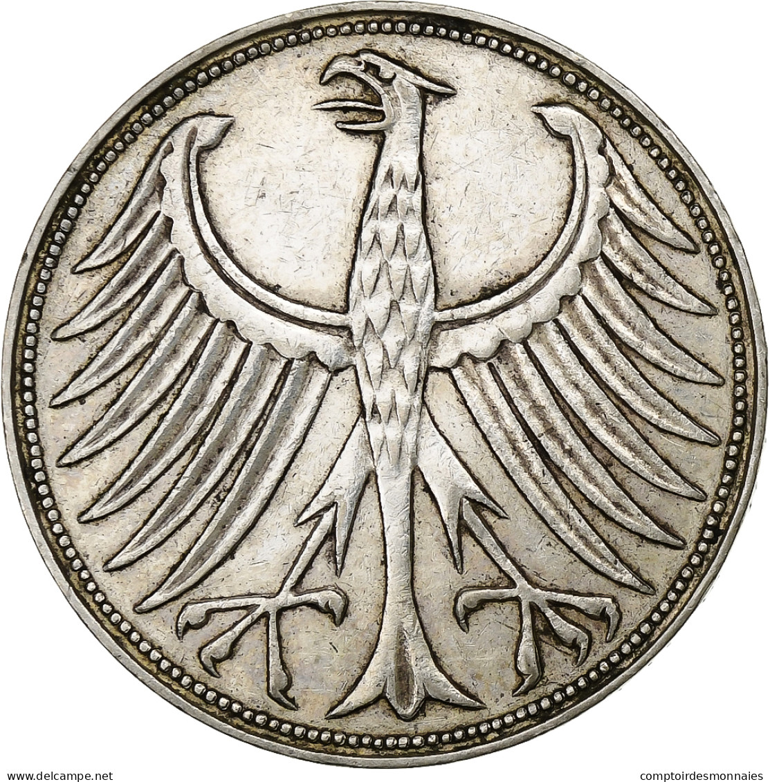 République Fédérale Allemande, 5 Mark, 1956, Stuttgart, Argent, TTB+ - 5 Marchi