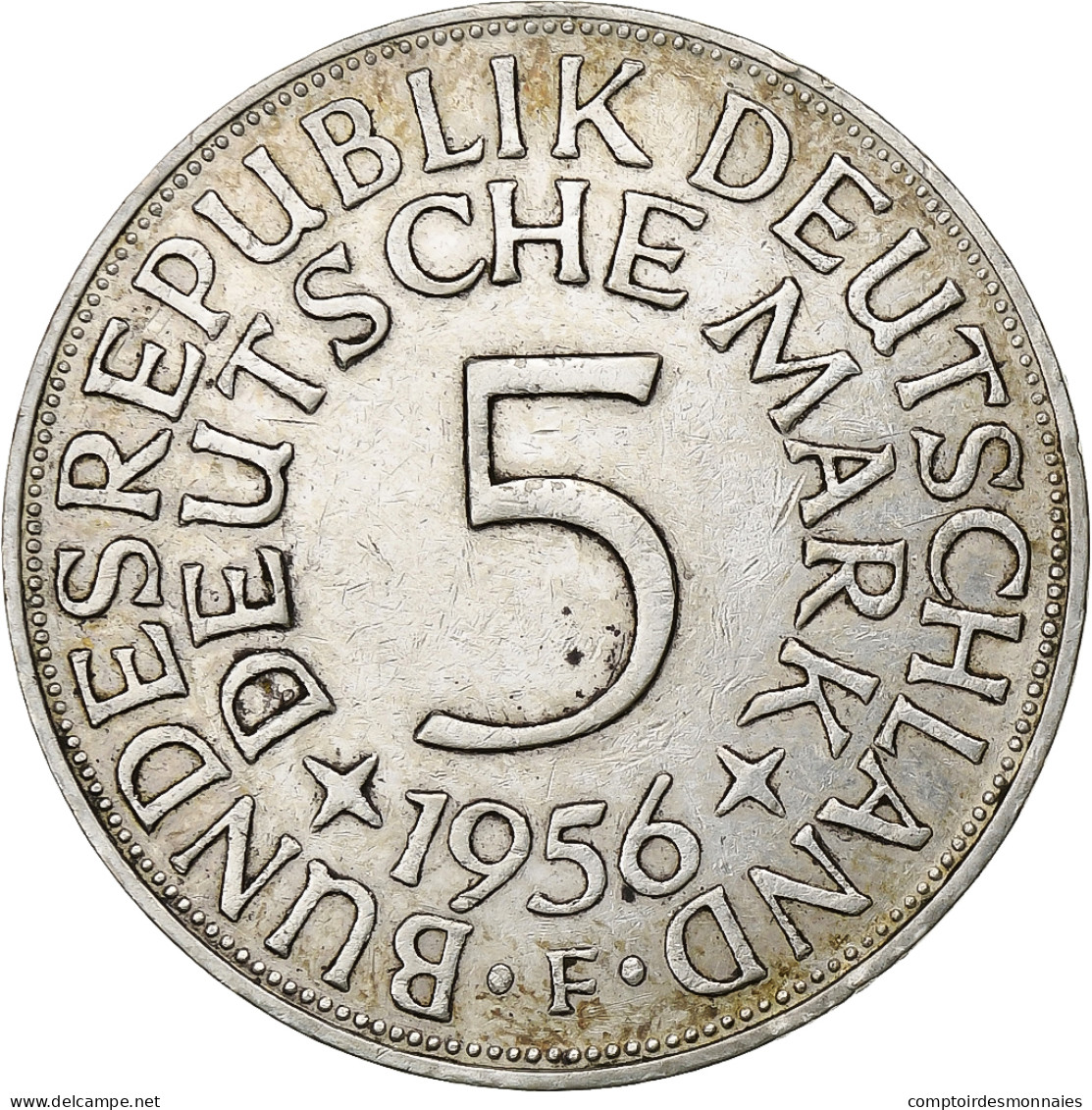 République Fédérale Allemande, 5 Mark, 1956, Stuttgart, Argent, TTB+ - 5 Mark