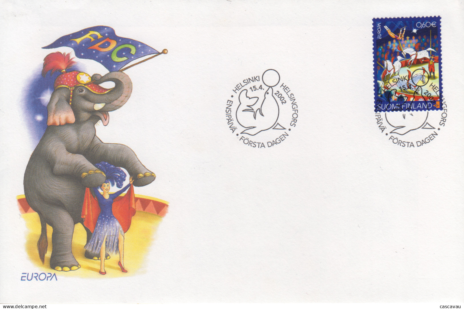 Enveloppe  FDC  1er   Jour    FINLANDE    Le  CIRQUE     EUROPA    2002 - 2002