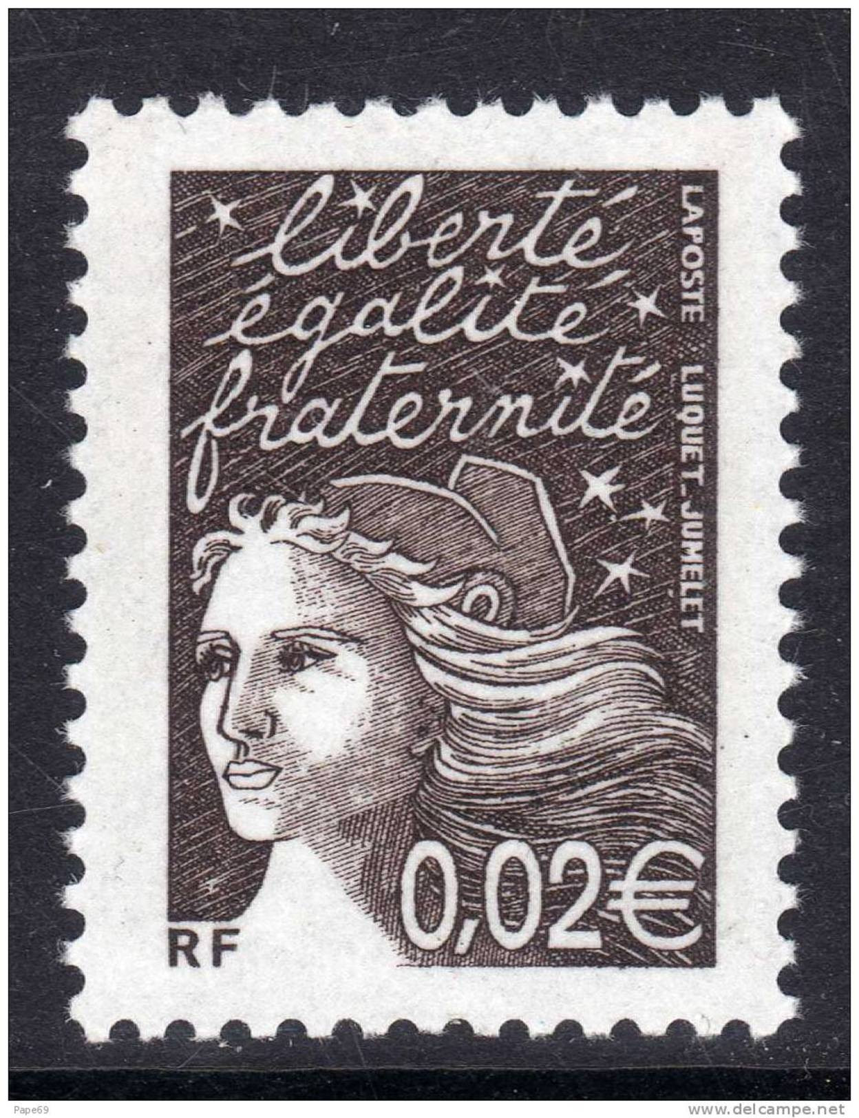 France N° 3444c XX  Marianne Du Bicentenaire 0.02 &euro; Variété 2 Bandes De Phosphore TB - Nuovi