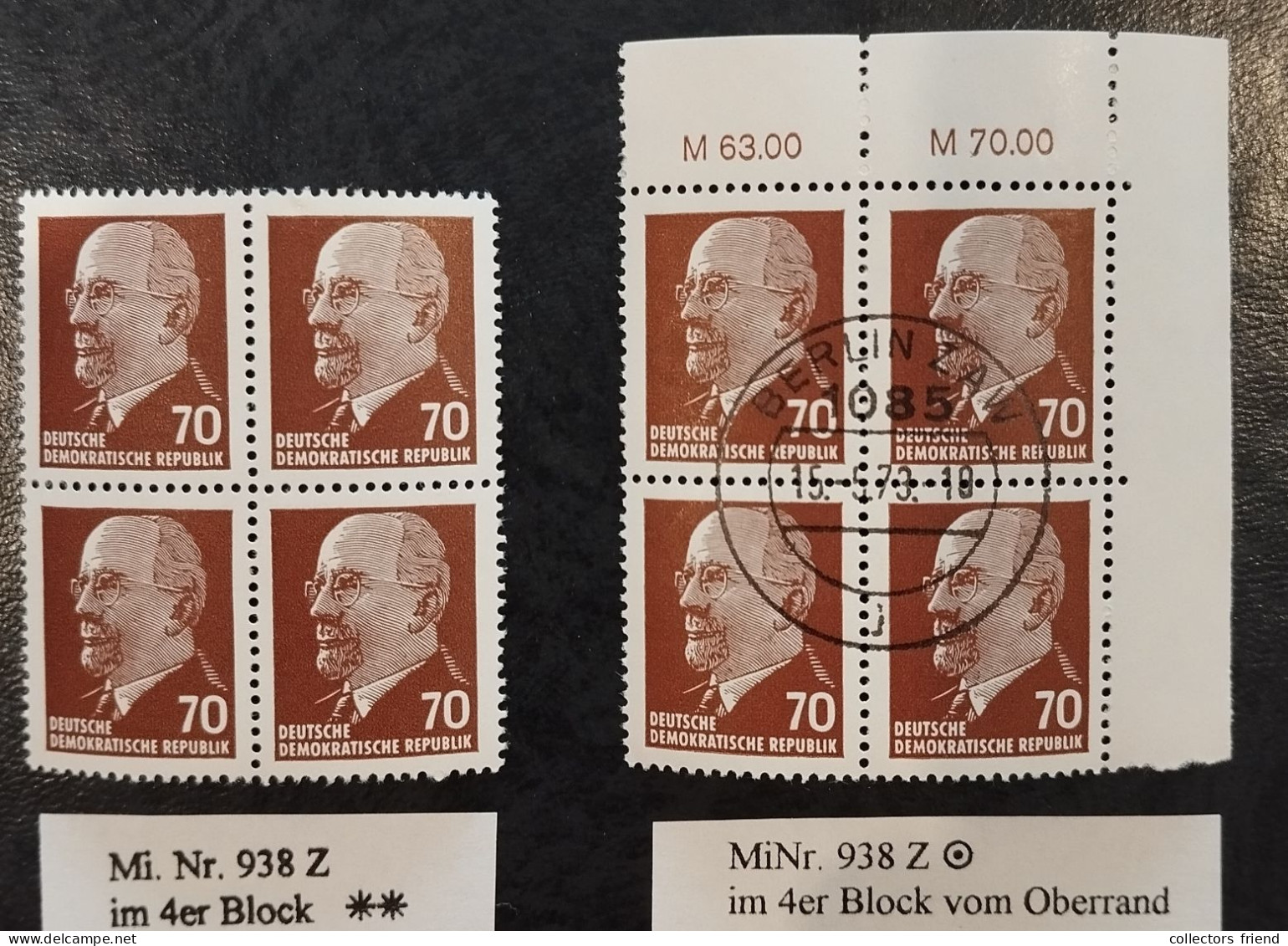 GDR DDR - Mi.-Nr. 938 Z - 4er-Block - MNH** + Used - Unused Stamps