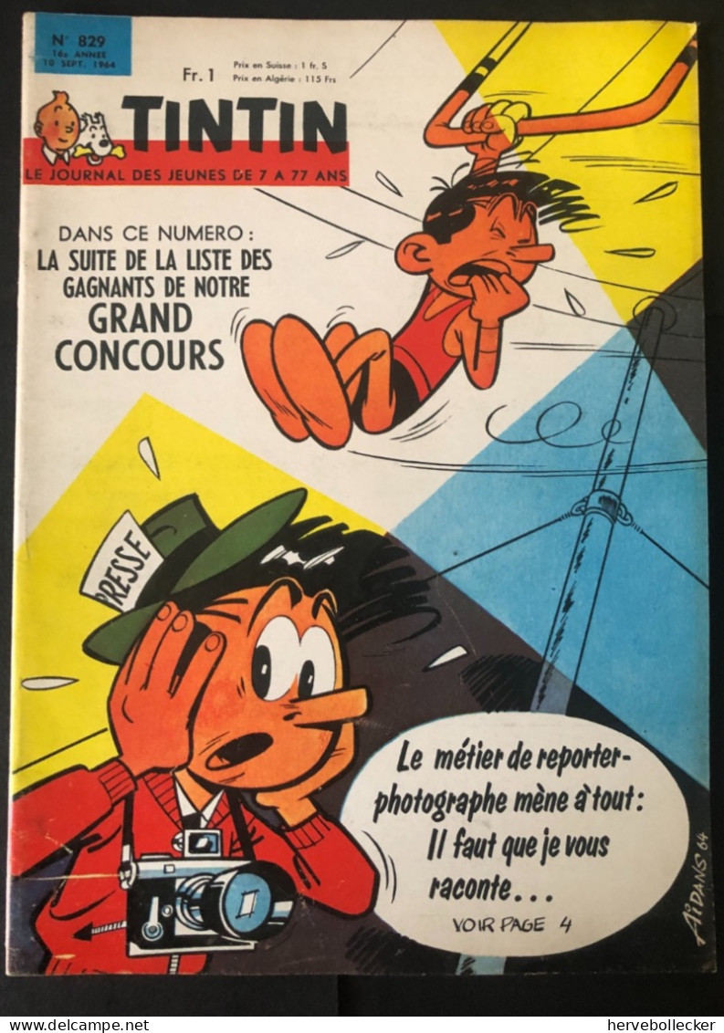 TINTIN Le Journal Des Jeunes N° 829 - 1964 - Tintin