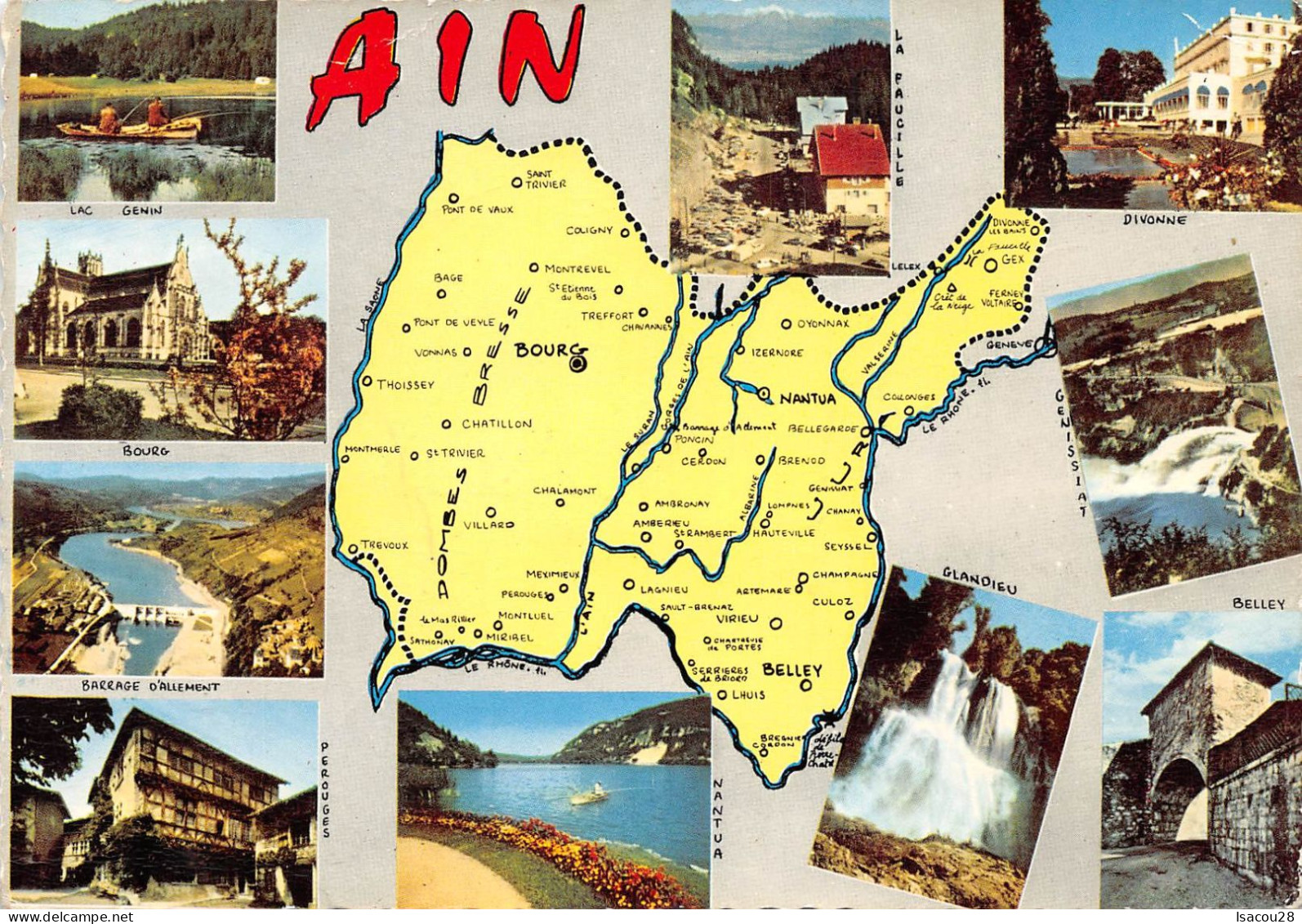 01 - Ain - Carte De Département Avec Vues Ancienne Province De Bourgogne - 1956 - Editions Cellard - Unclassified