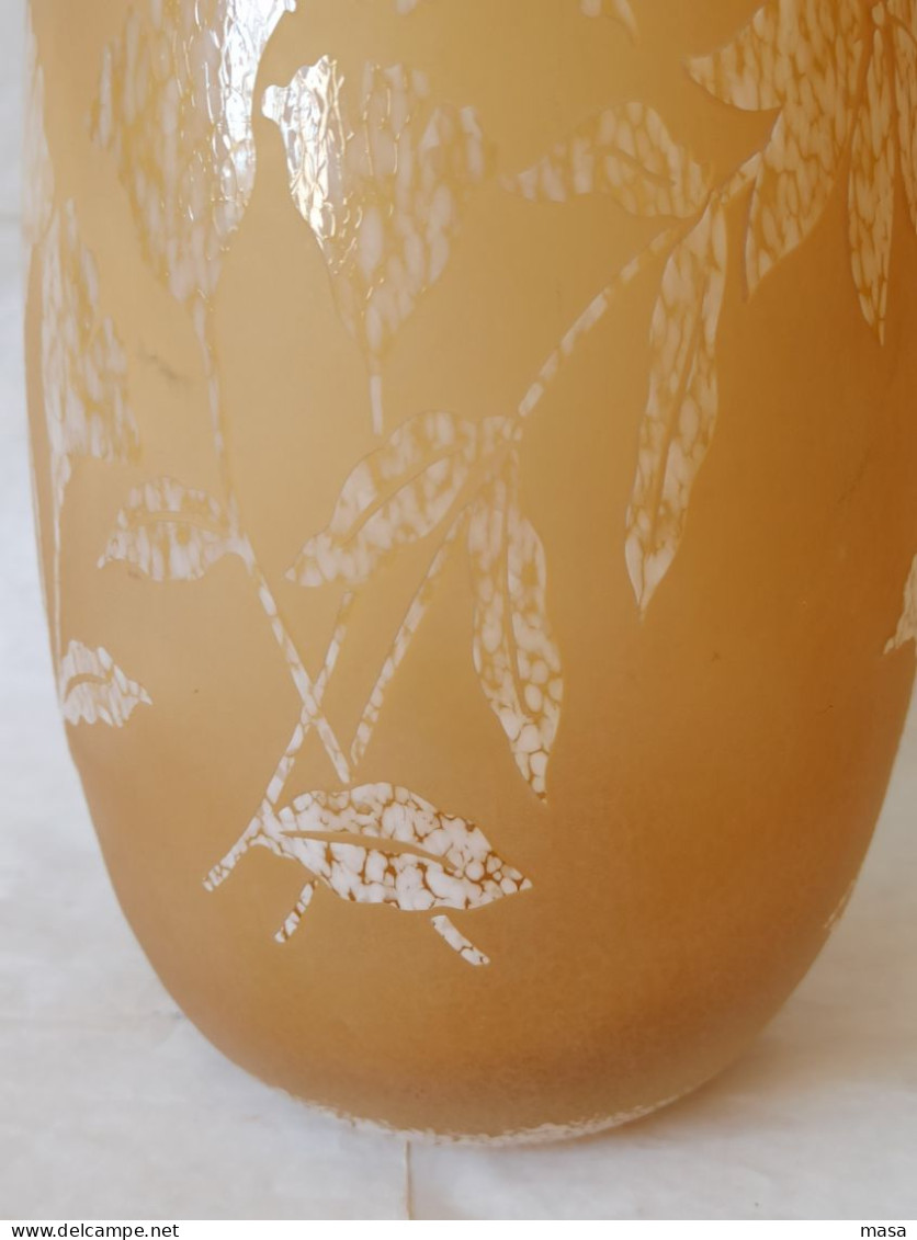 Vaso In Vetro Doppio Sabbiato Anni '60 - 70 - Vases