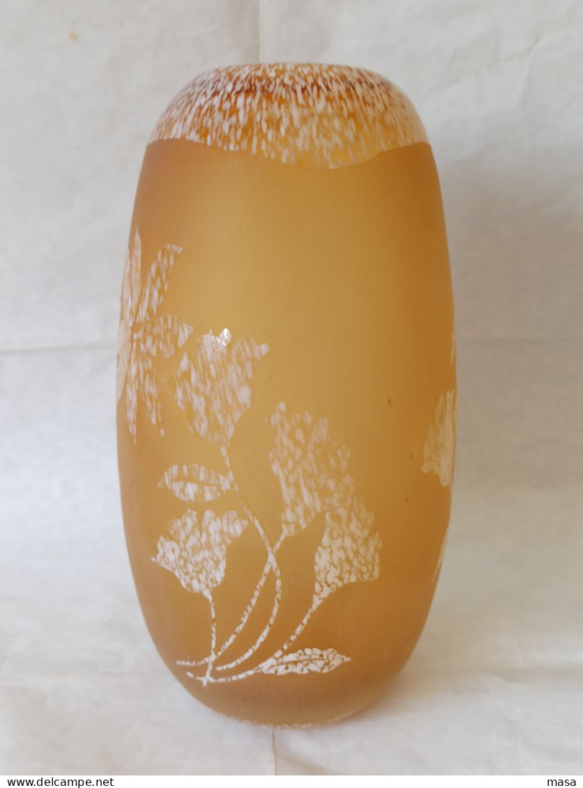 Vaso in vetro doppio sabbiato anni '60 - 70