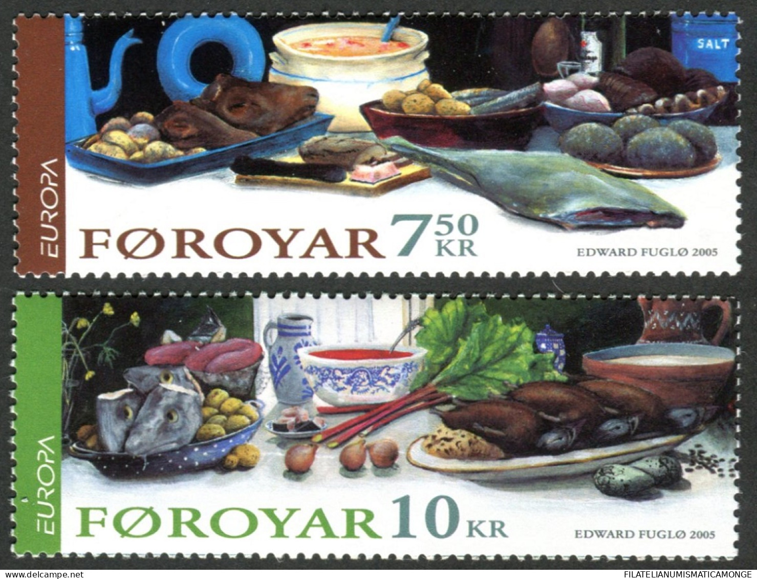  Tema Europa -    CEPT  Feroe 2005. Gastronomía  (2 Sellos) - Nº 524/525        - Faroe Islands