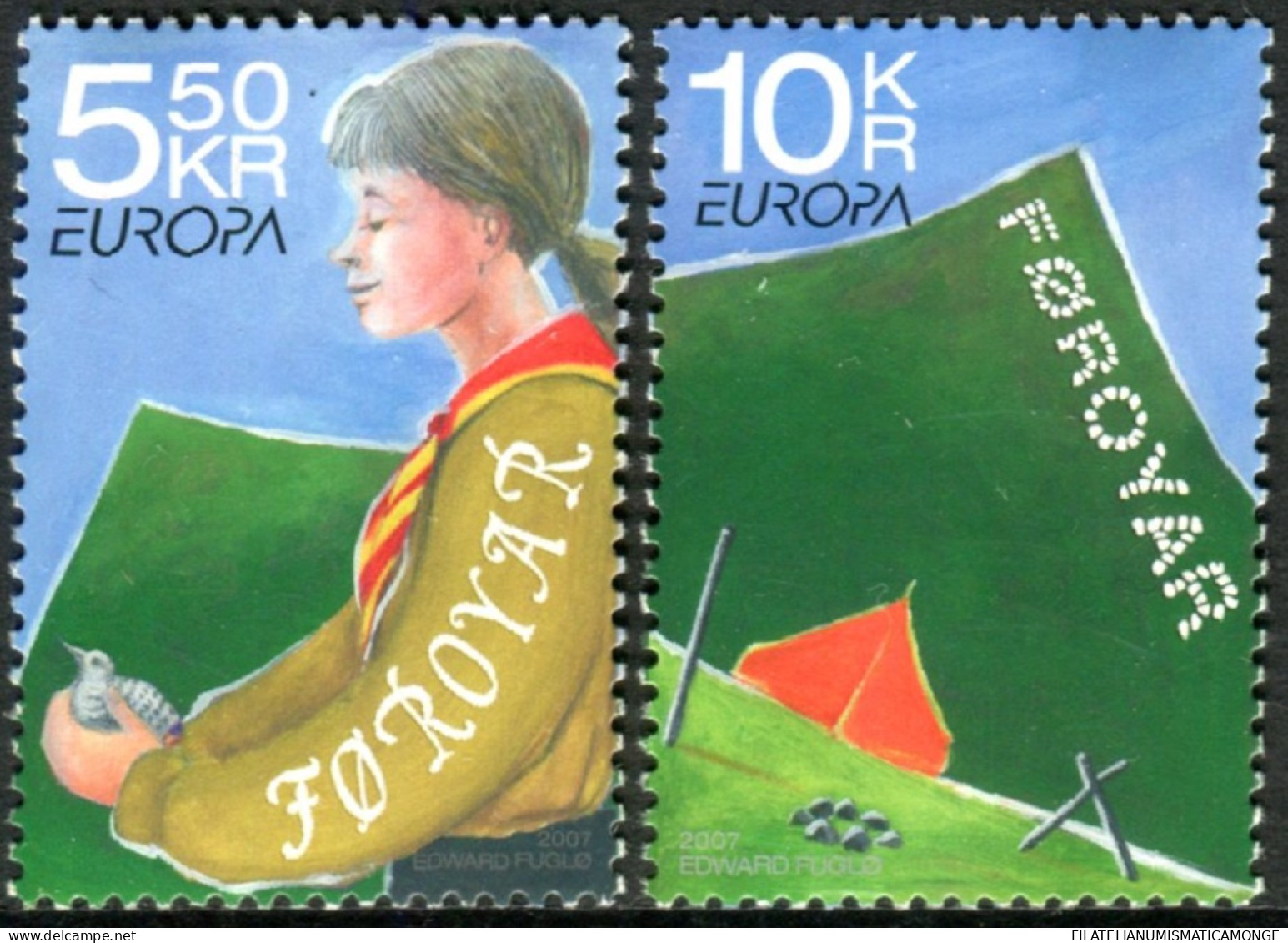  Tema Europa -    CEPT  Feroe 2007. Scouts (2 Sellos) - Nº 595/596       Feroe  - Faroe Islands