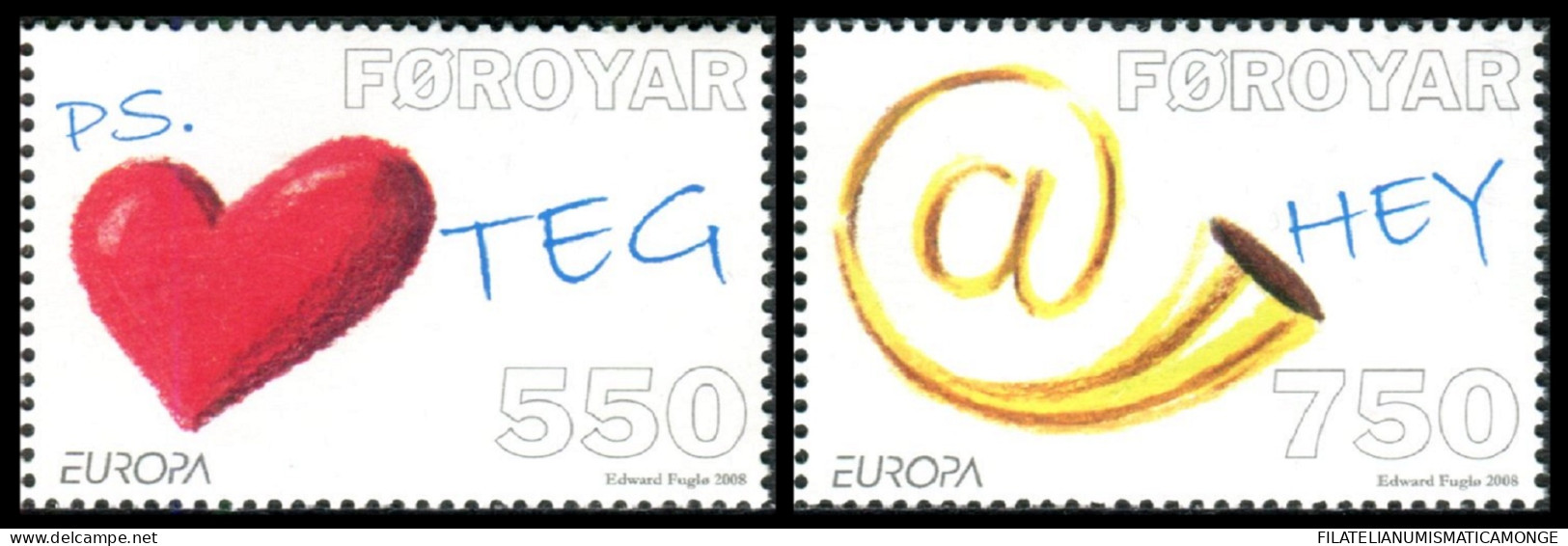  Tema Europa -    CEPT  Feroe 2008. La  Carta Escrita  (2 Sellos)  -  Nº 635/63 - Faroe Islands