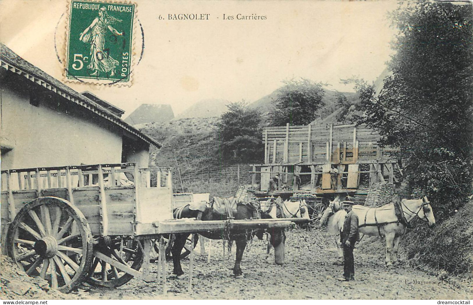 93 BAGNOLET. Attelages Dans Les Carrières à Plâtre 1907 - Bagnolet