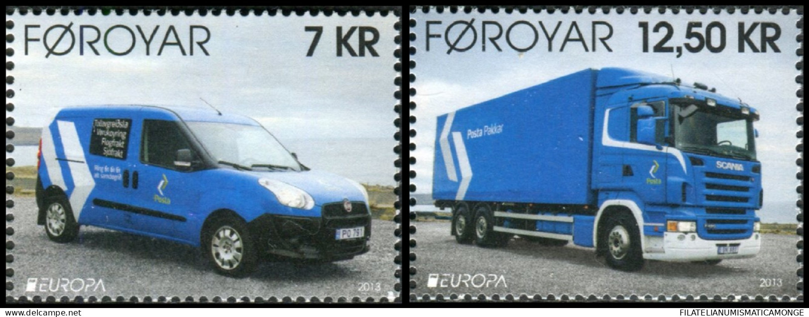  Tema Europa -    CEPT  Feroe 2013. Vehículos Postales (2 Sellos) - Nº 777/778  - Faroe Islands